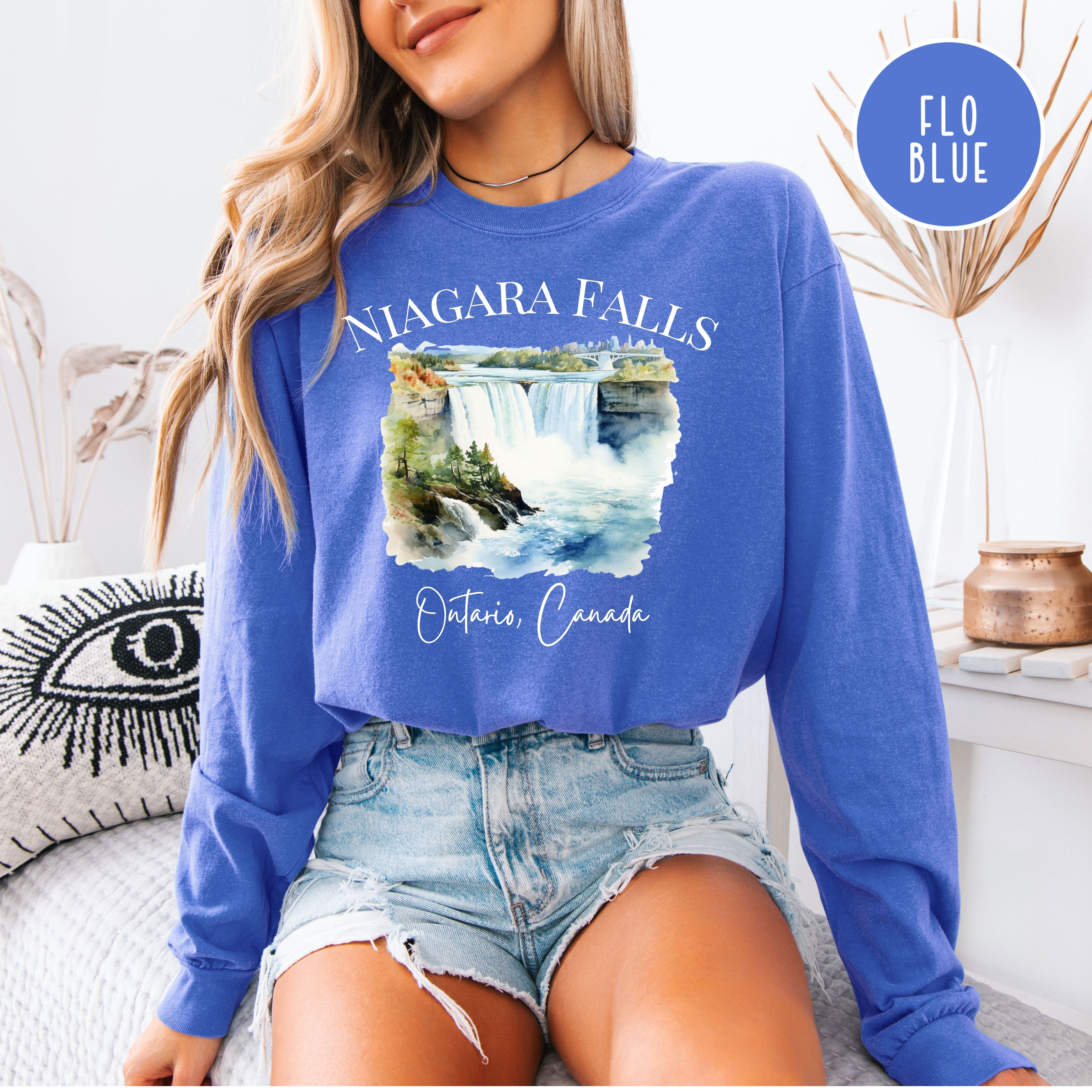 Niagara Falls Ontario Canada Comfort Colors Adult Unisex Long Sleeve Crewneck Tee