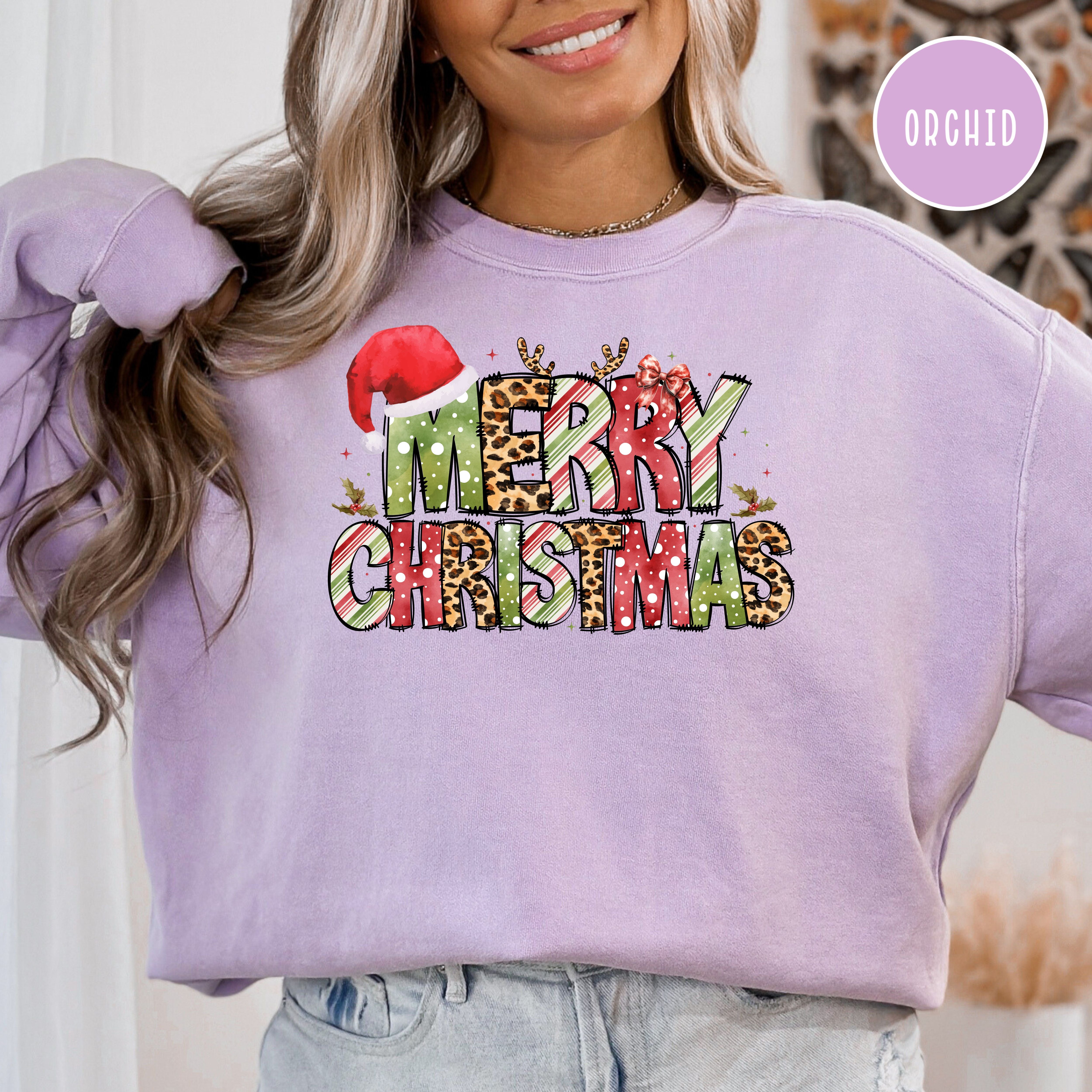 Cheerful Merry Christmas Comfort Colors® Sweatshirt