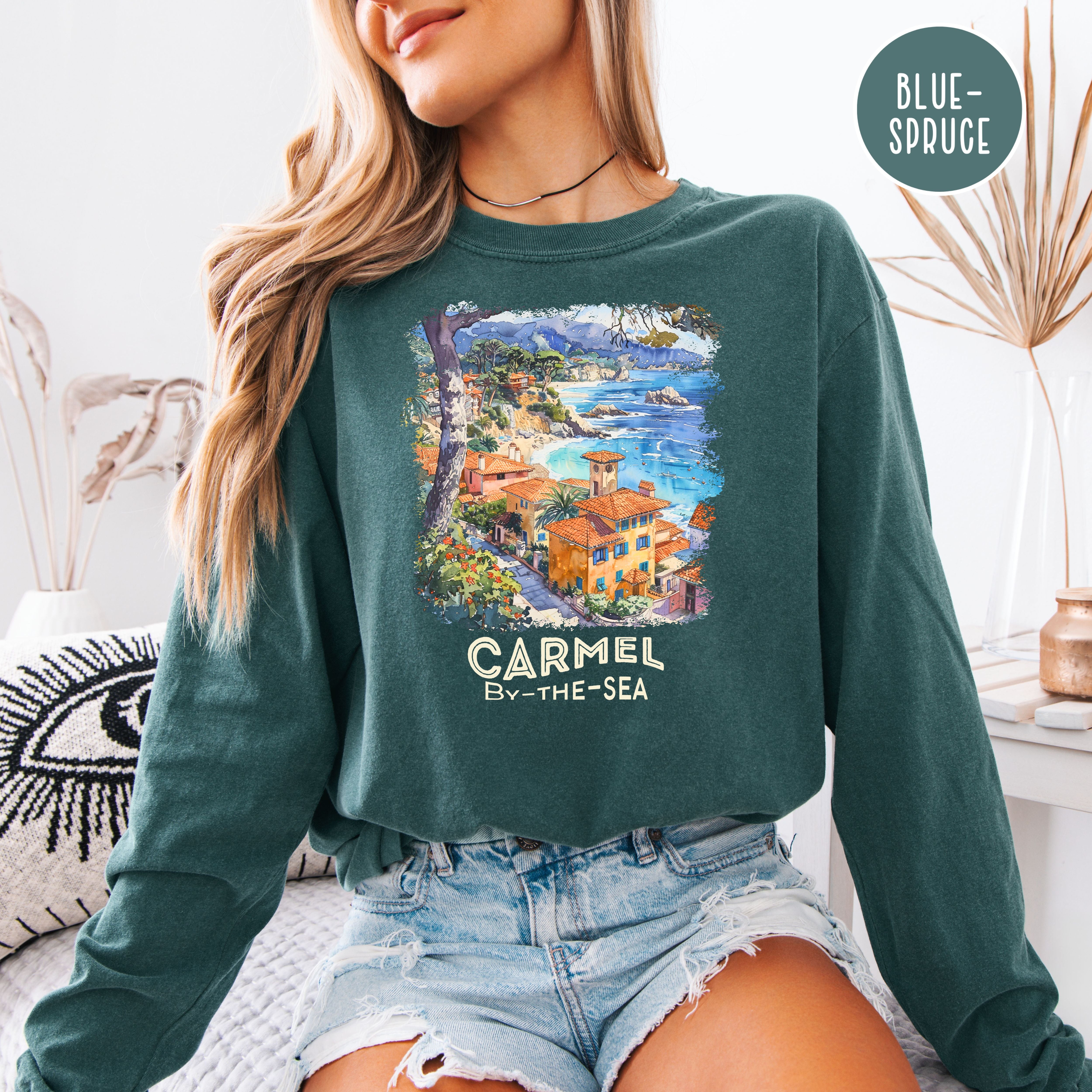Carmel By The Sea Unisex Long Sleeve Comfort Colors T-Shirt, Monterey Carmel Vacation Shirt