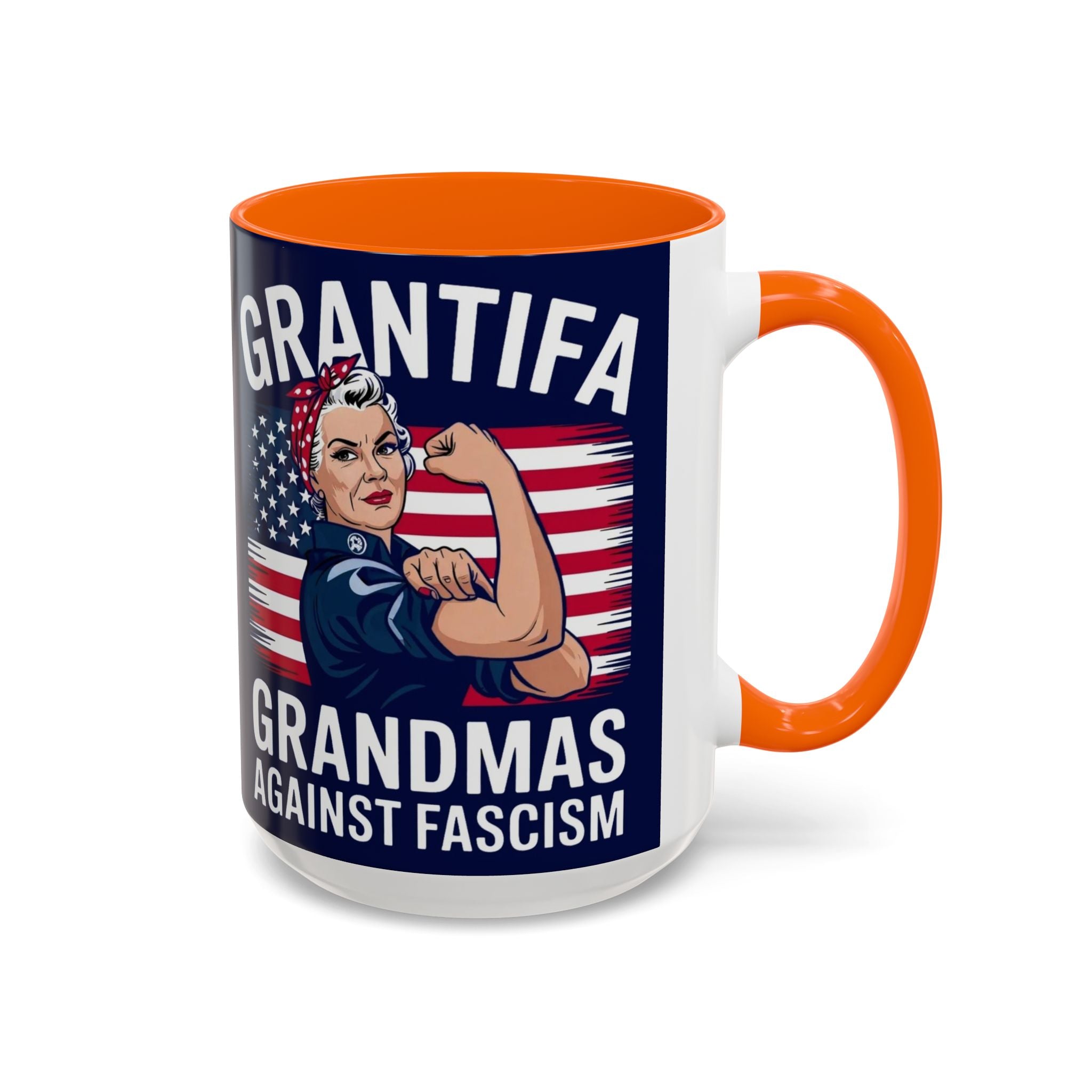Grantifa Grandmas Against Fascism 15oz Ceramic 2-Tone Mug Dishwasher & Microwave Safe