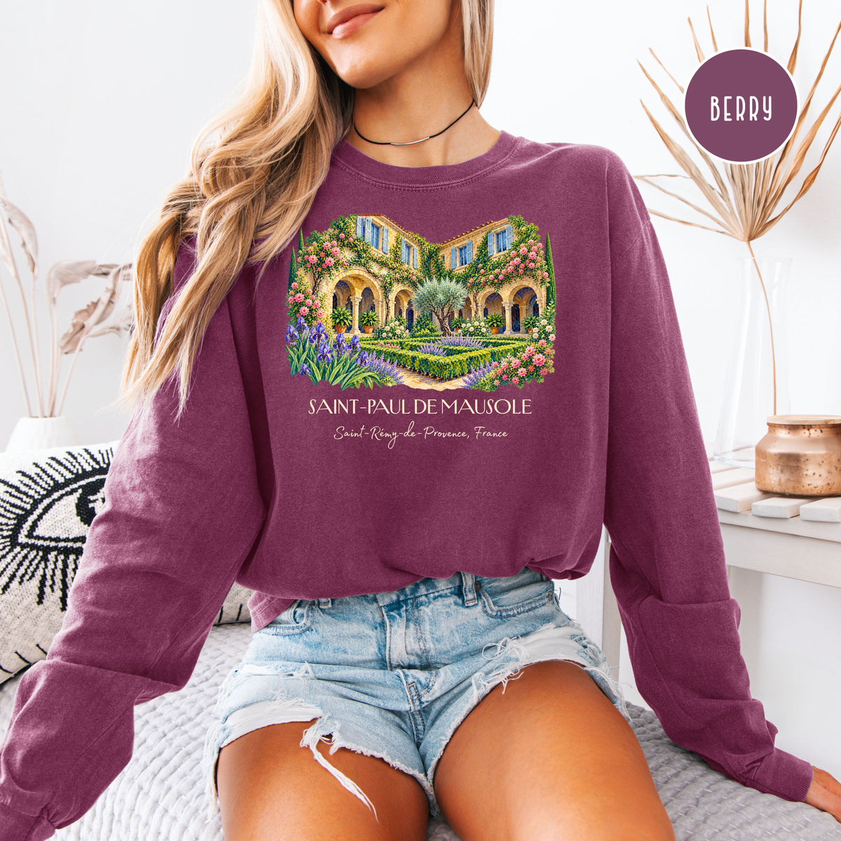Van Gogh Trail Long Sleeve Comfort Colors Tee, Saint Remy France Gift Tee, South of France Travel Gift, France Vacation Tee, Art Lover Gift