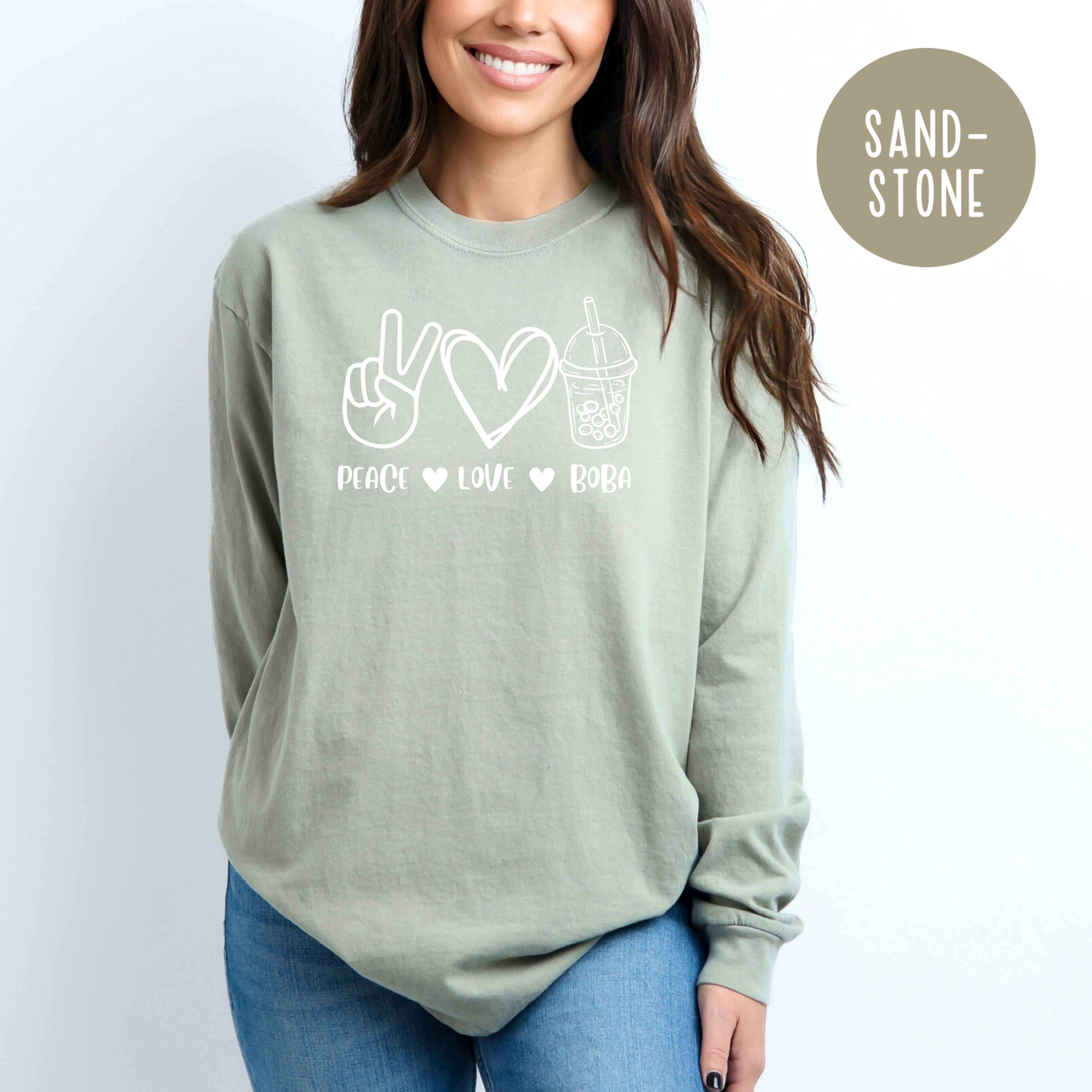 Peace Love Boba Comfort Colors® Long Sleeve Tee