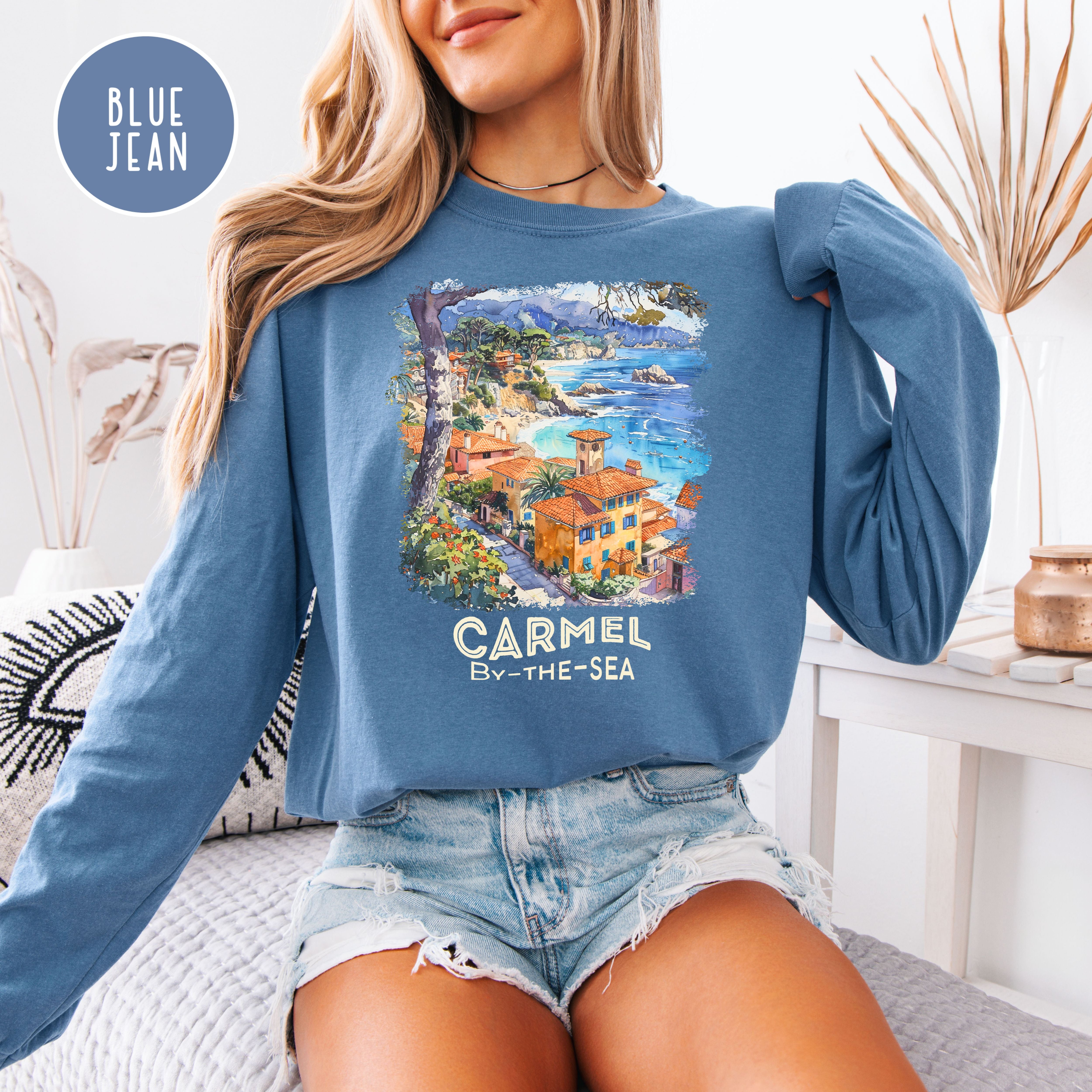 Carmel By The Sea Unisex Long Sleeve Comfort Colors T-Shirt, Monterey Carmel Vacation Shirt