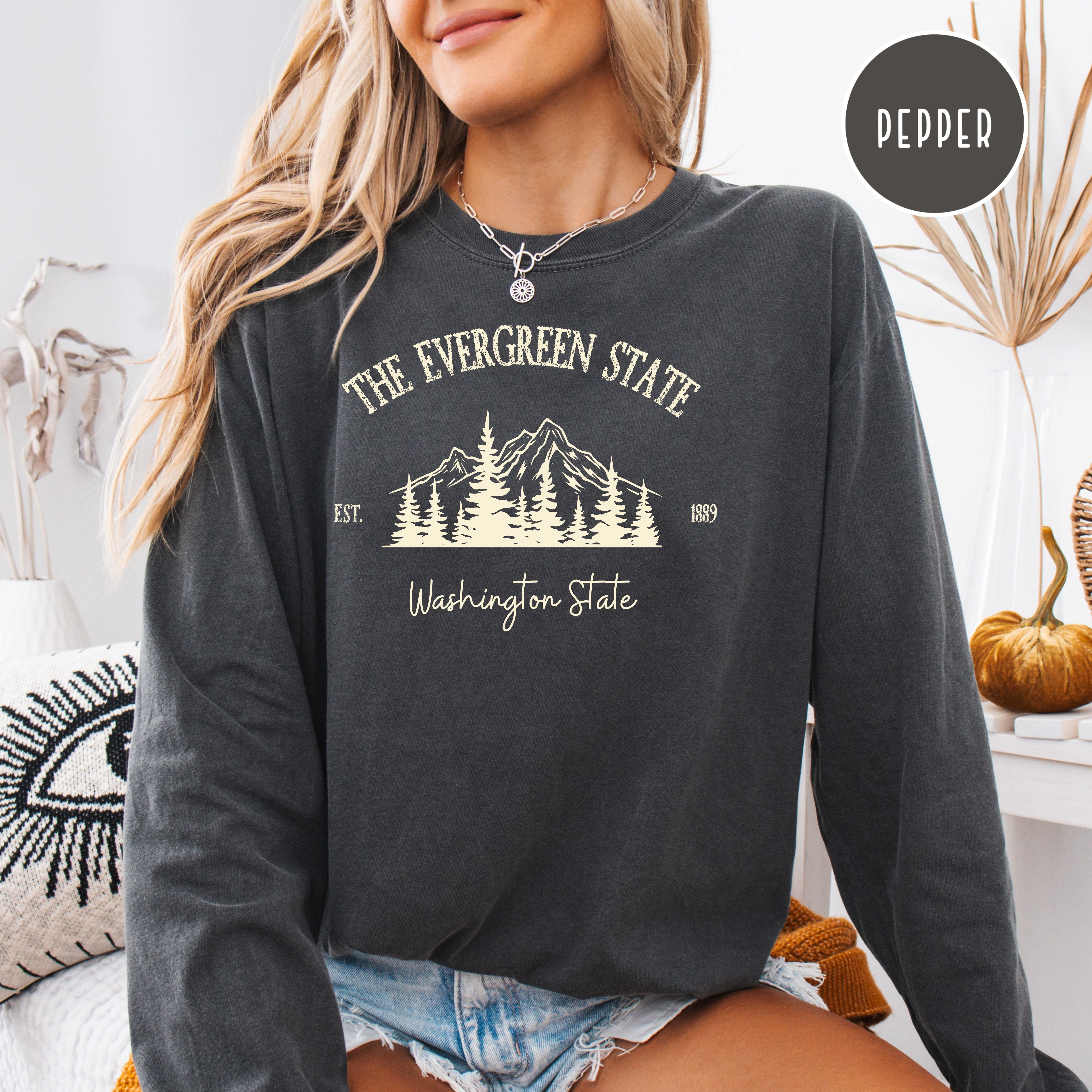 The Evergreen State Washington State Comfort Colors Long Sleeve Unisex Tee