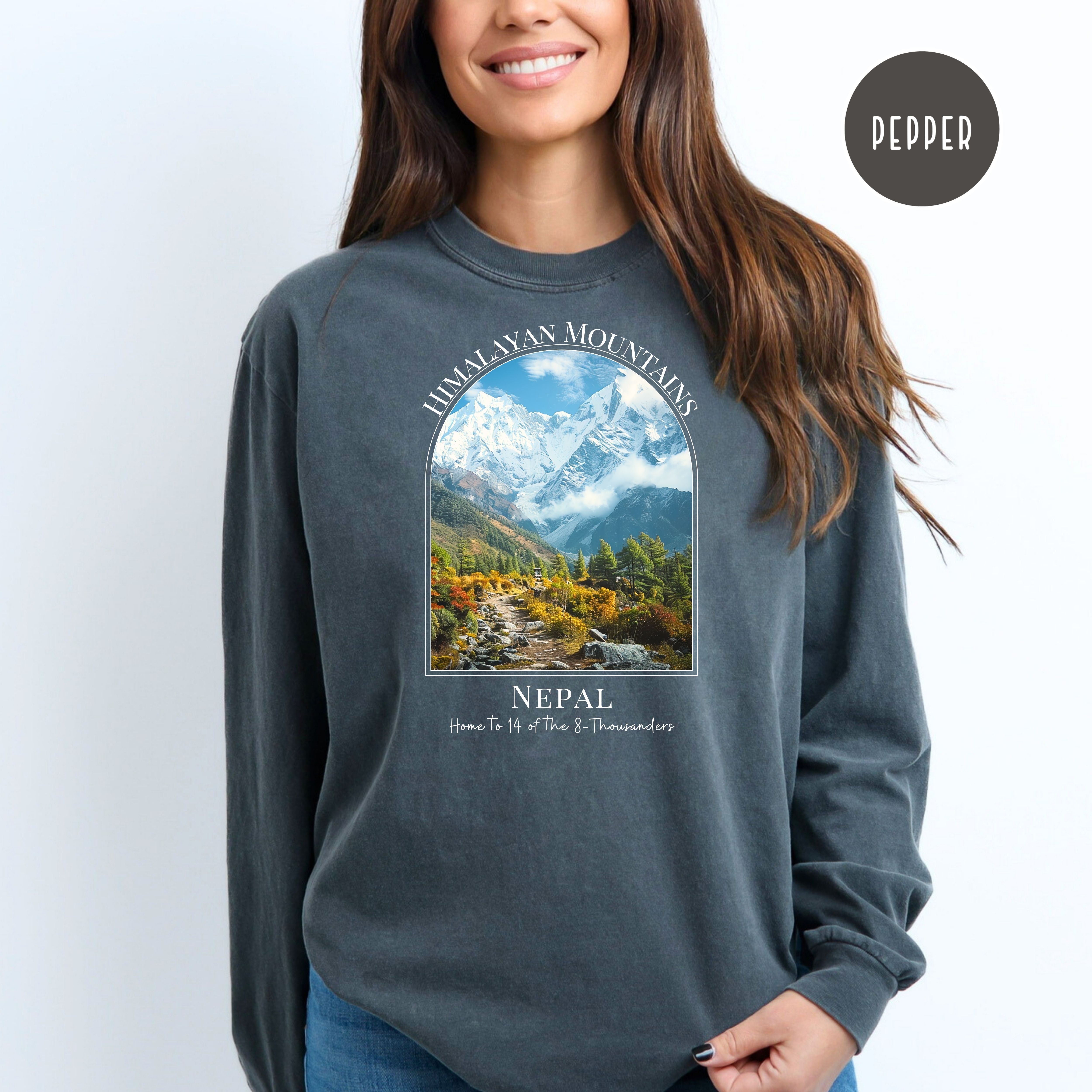 Himalayan Mountains Comfort Colors® Long Sleeve Tee