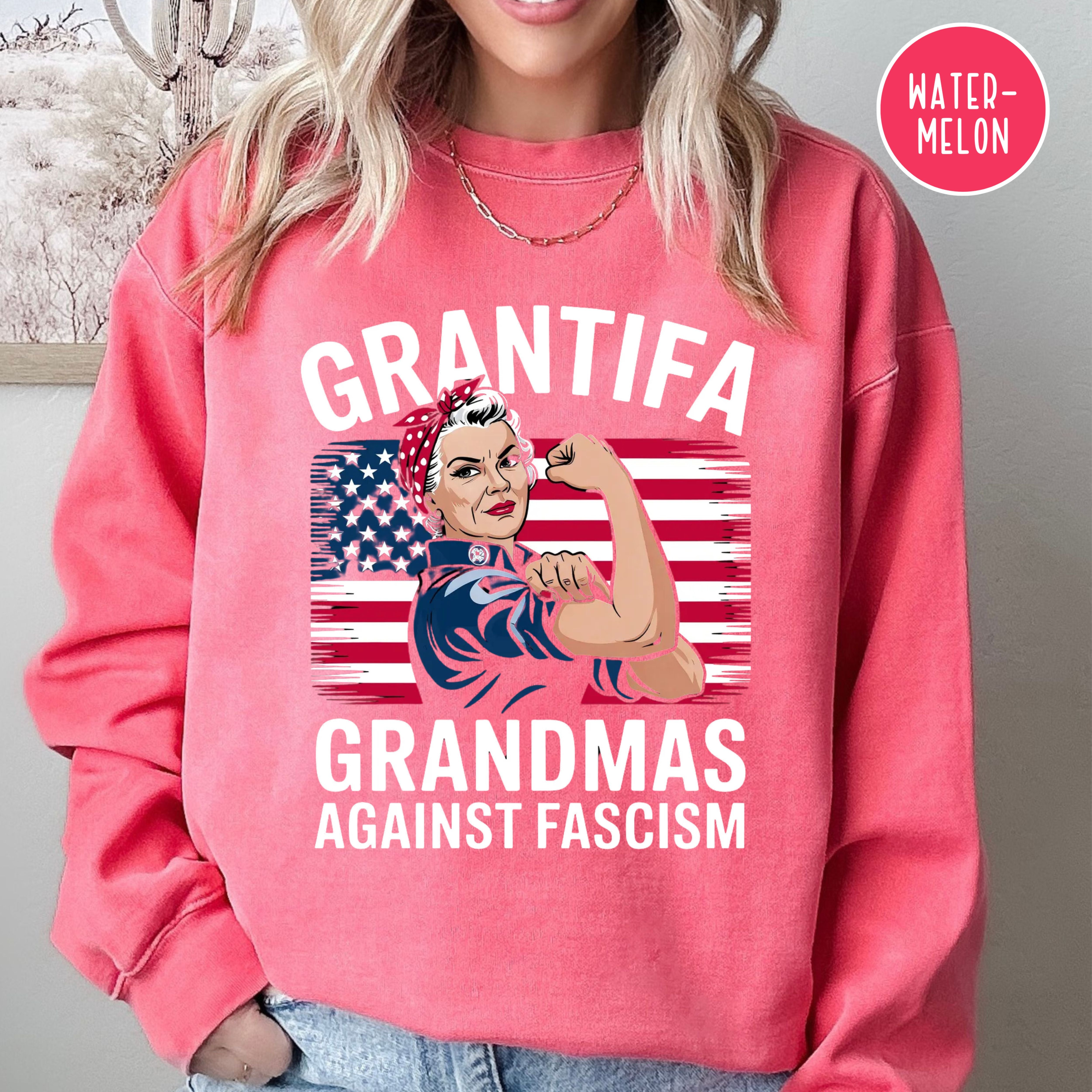 Grantifa Comfort Colors Sweatshirt, Rosie the Riveter Grandmas Against Fascism Sweatshirt