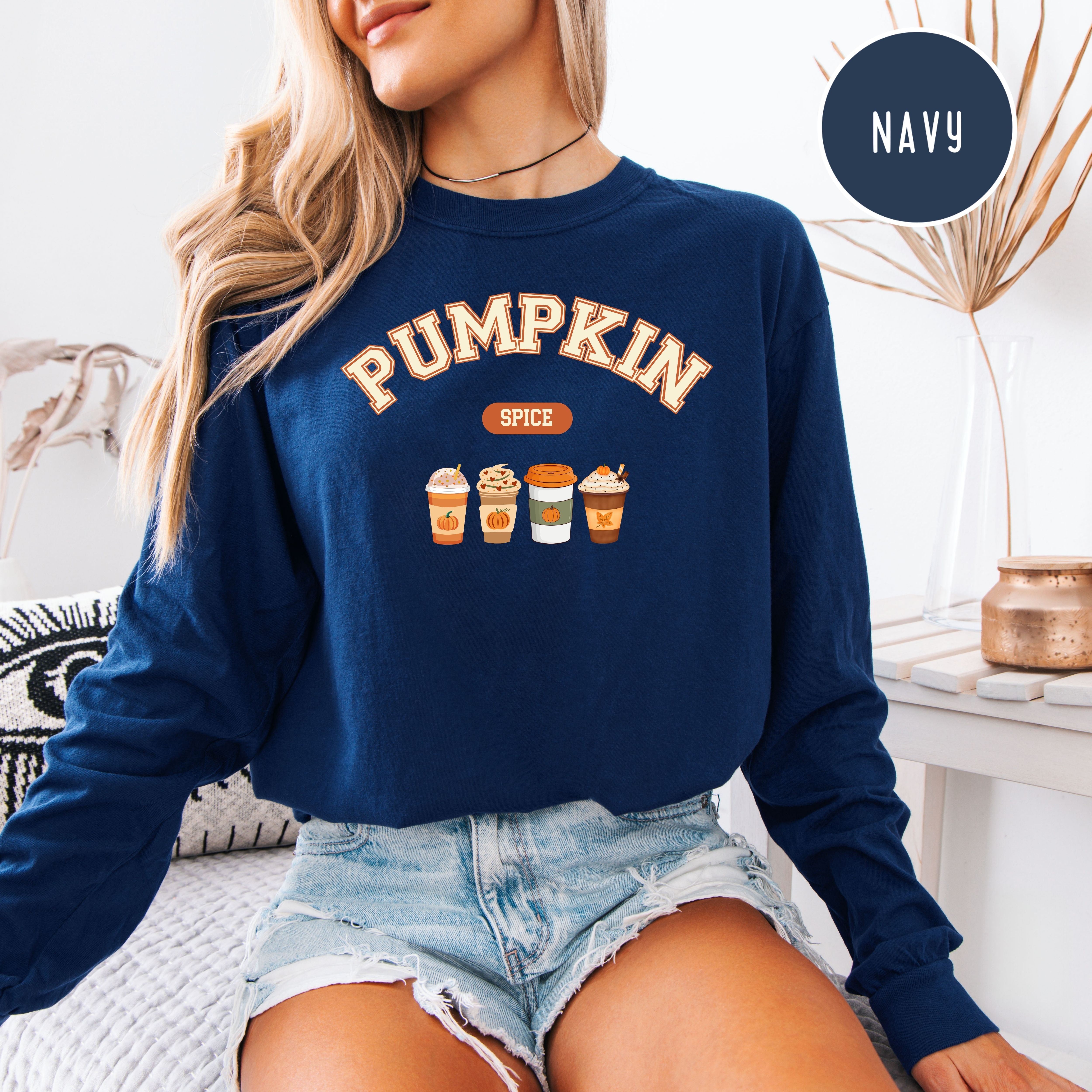 Pumpkin Spice Long Sleeve Comfort Colors Autumn Tee