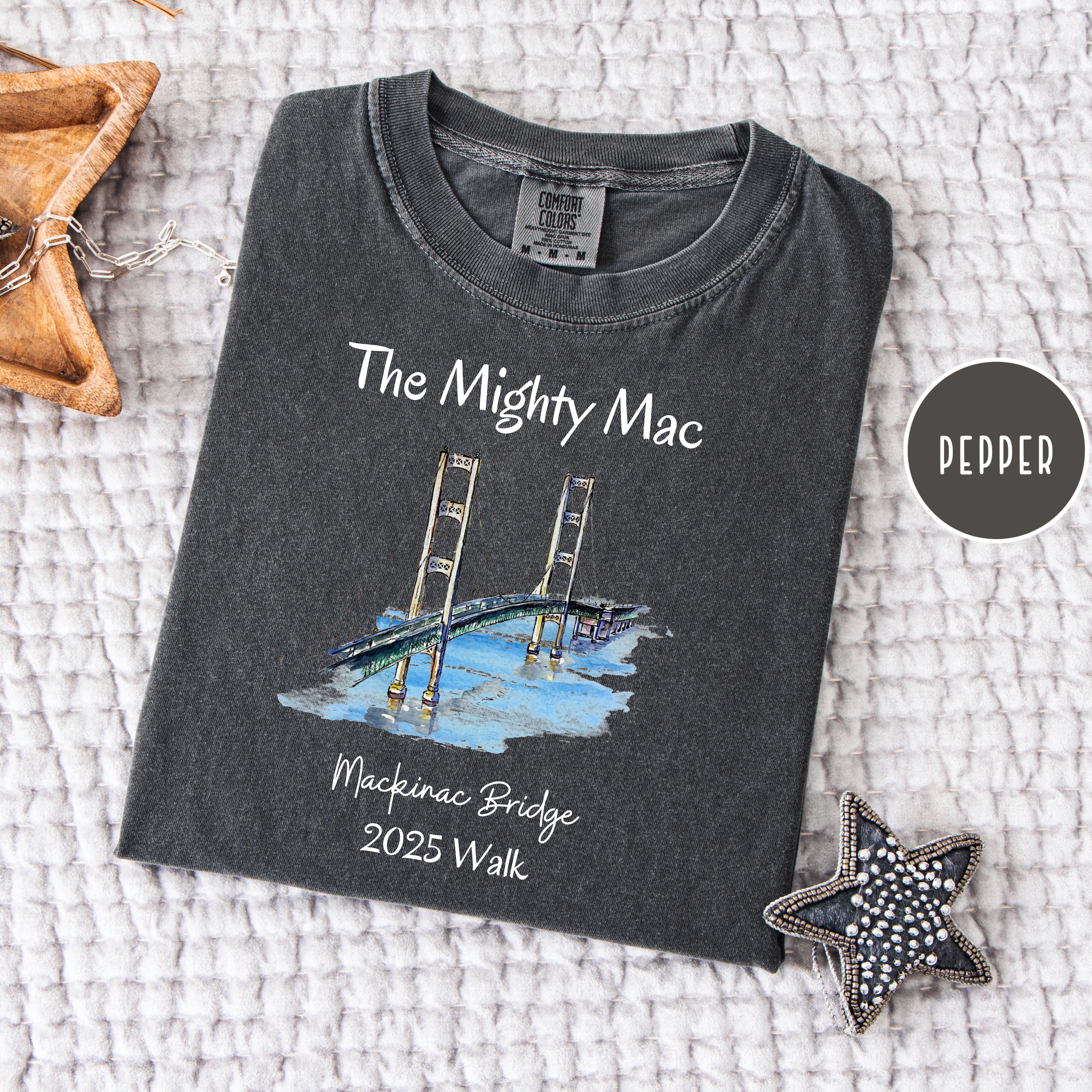 The Mighty Mac Mackinac Bridge Labor Day Walk 2025 Comfort Colors Tee Shirt by CindylboutiqueShop.com