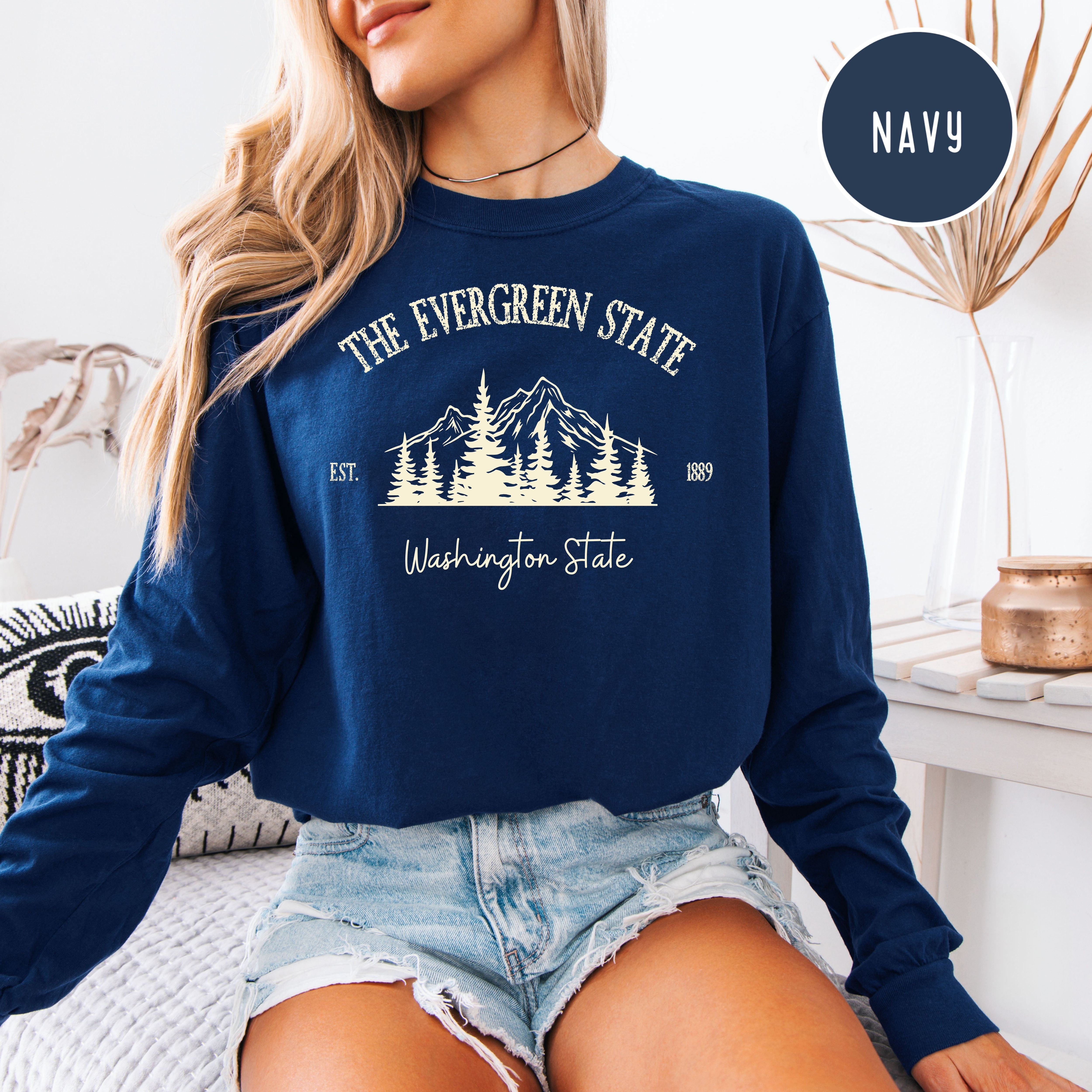 The Evergreen State Washington State Comfort Colors Long Sleeve Unisex Tee