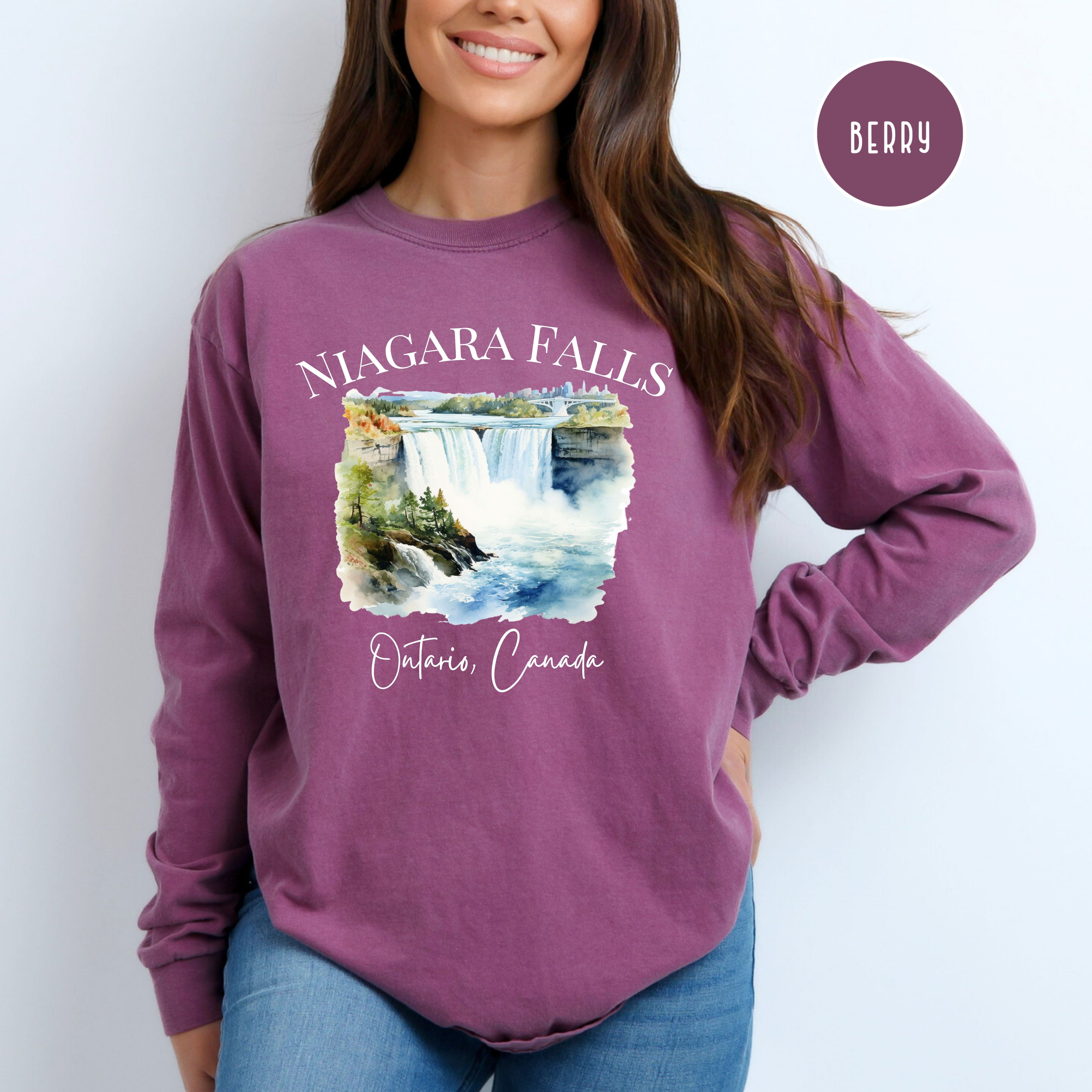 Niagara Falls Ontario Canada Comfort Colors Adult Unisex Long Sleeve Crewneck Tee