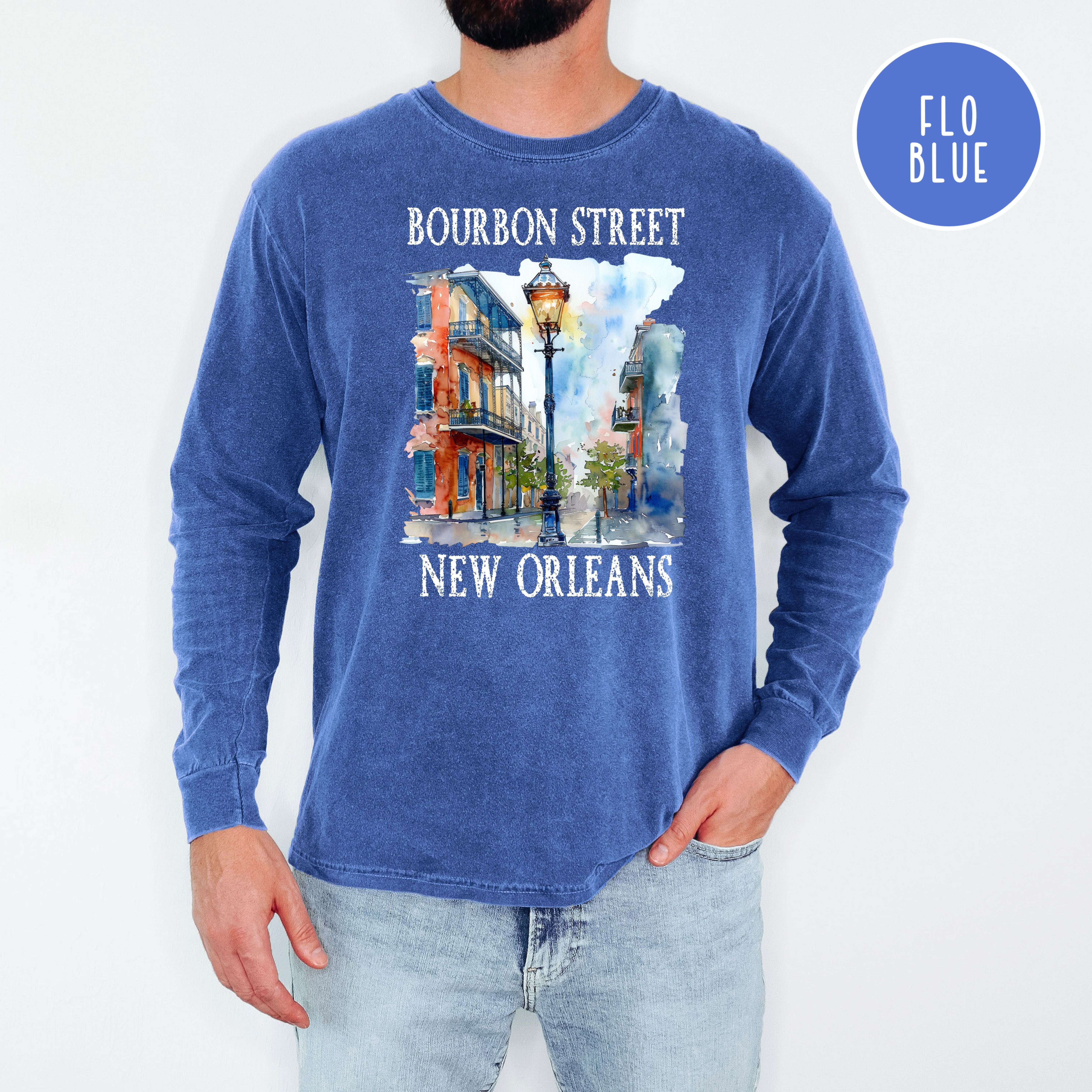 Bourbon Street New Orleans Unisex Long Sleeve Comfort Colors T-Shirt