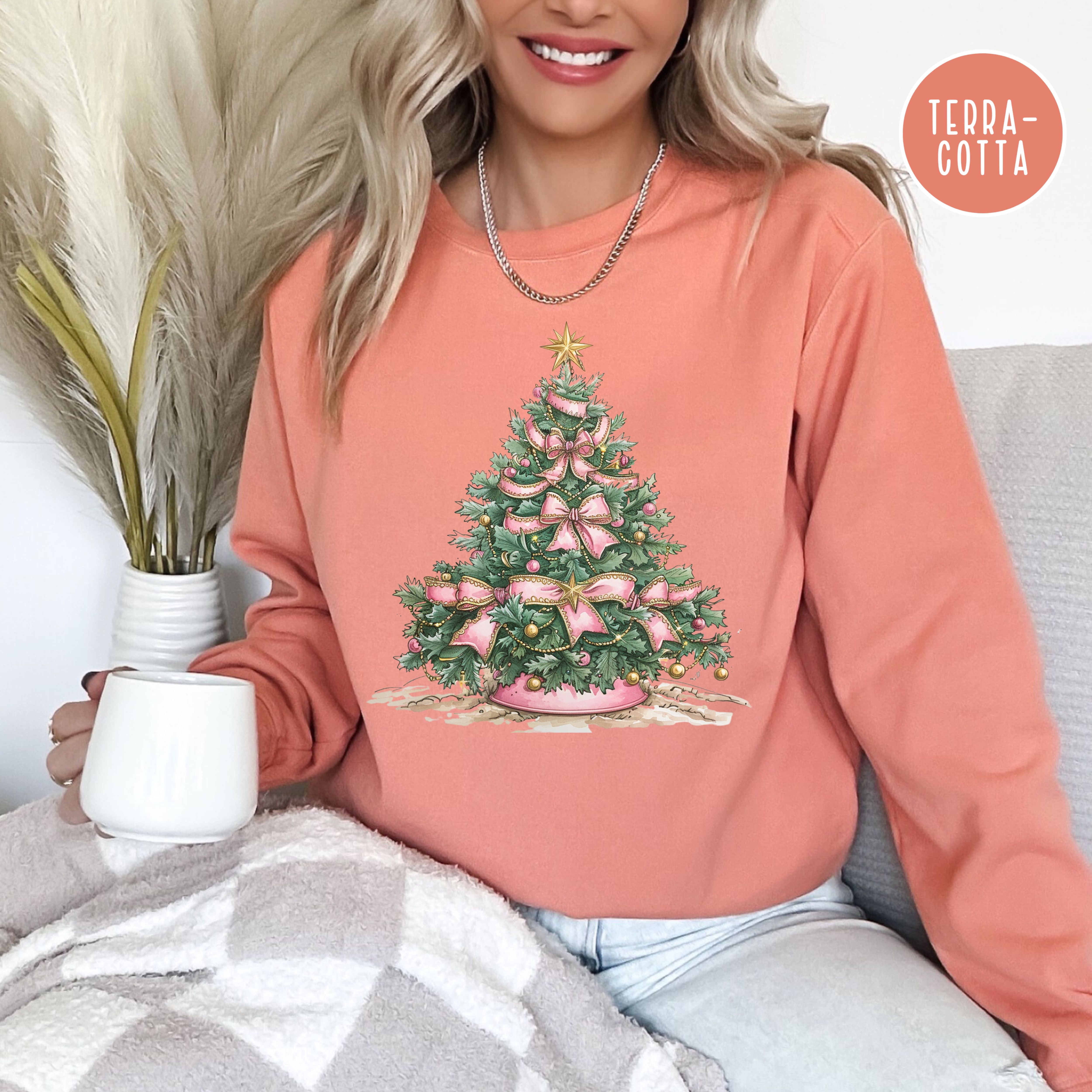 Pink Bow Christmas Coquette Comfort Colors® Sweatshirt