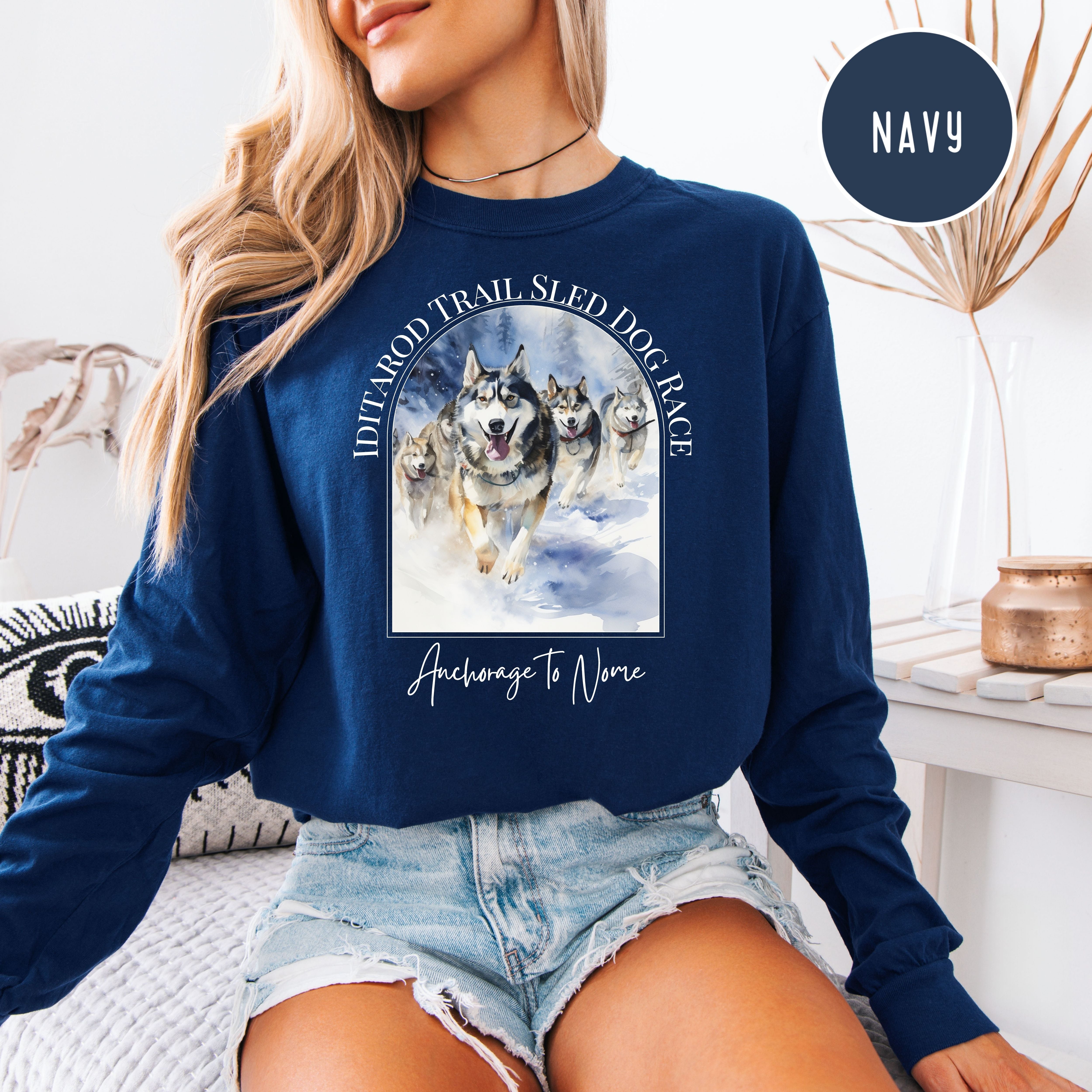 Iditarod Dog Race Comfort Colors Long Sleeve Tee
