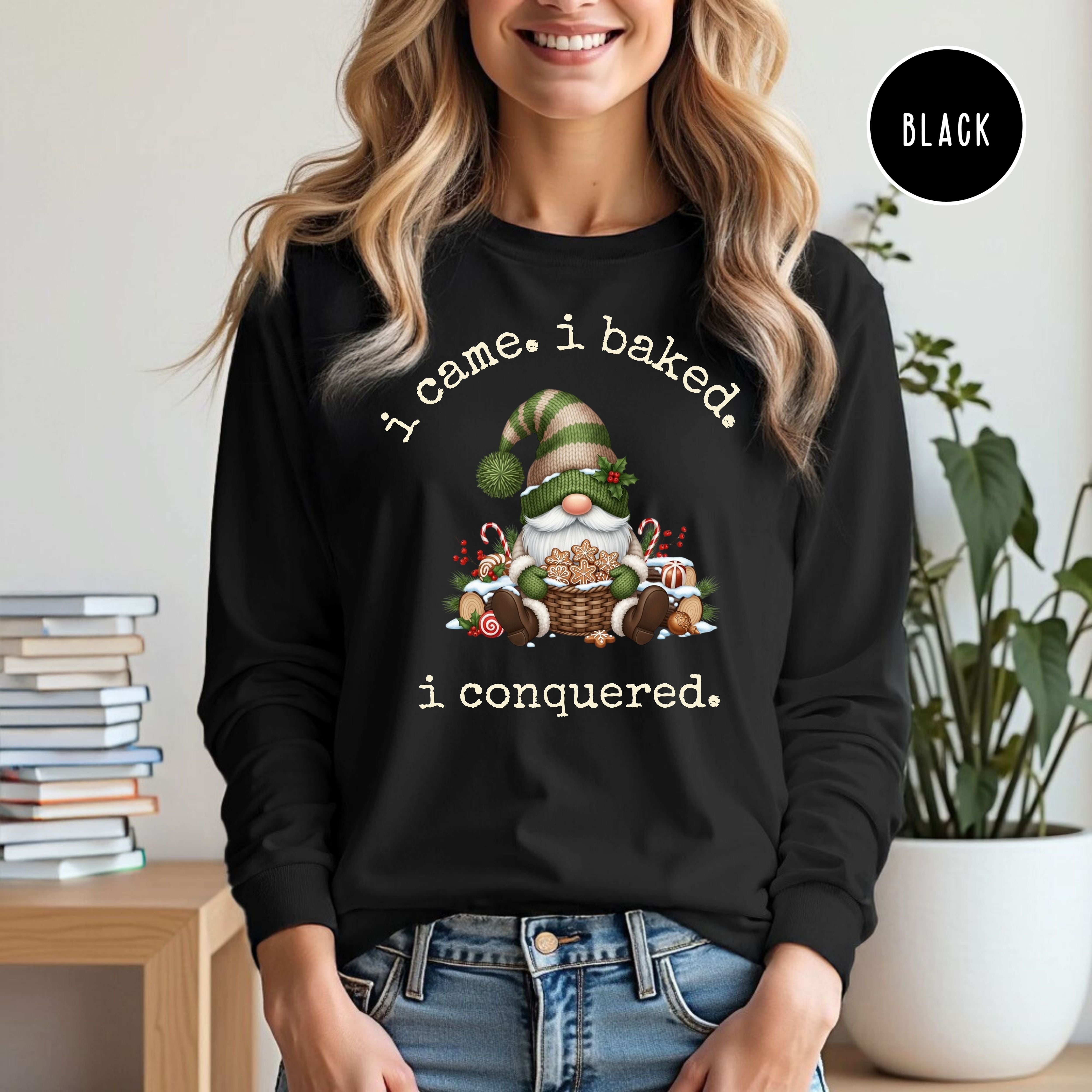 Gnome Lover Long Sleeve Unisex Christmas Baking Tee Shirt