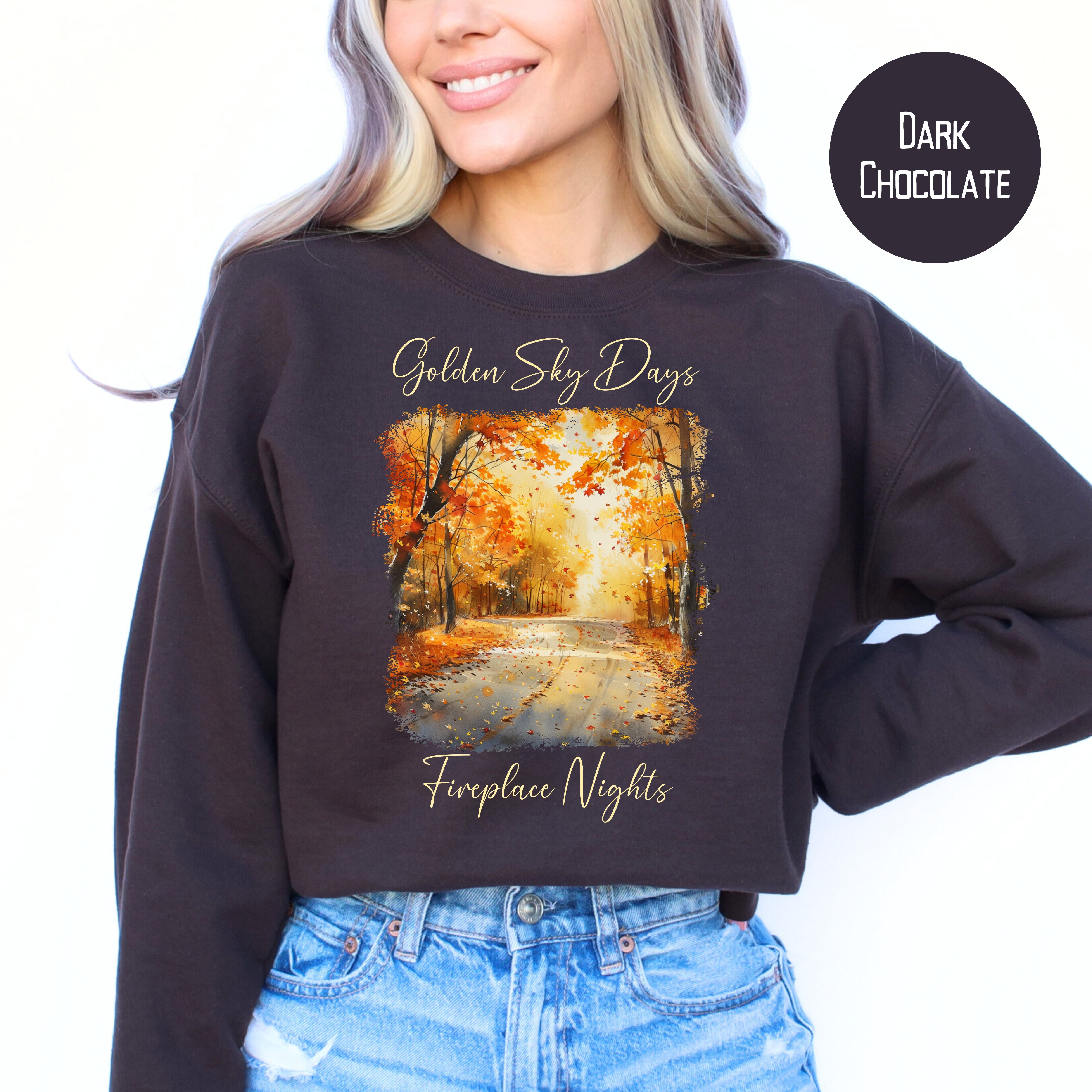Golden Sky Days and Fireplace Nights Autumn Season Sweatshirt