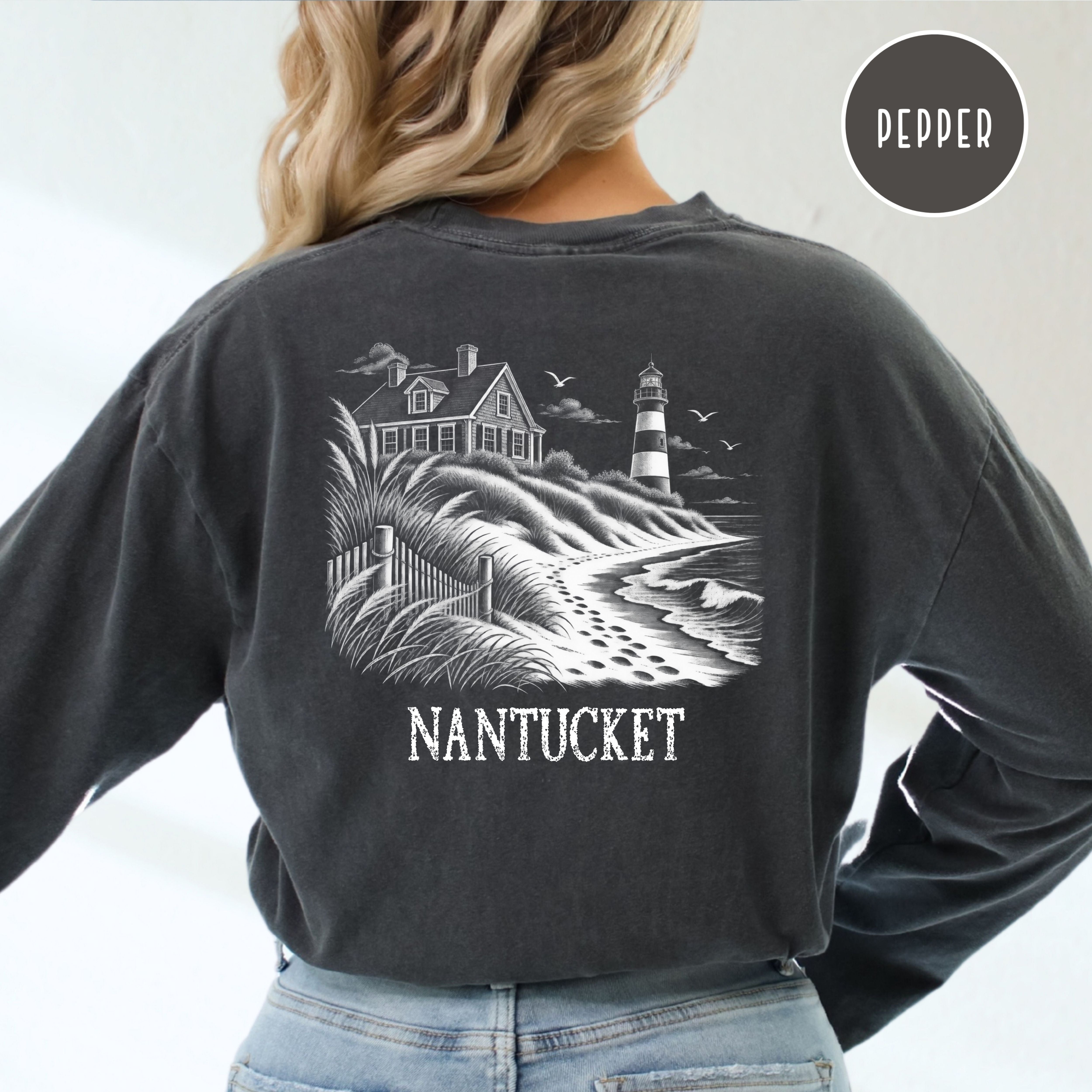 Nantucket Long Sleeve Comfort Colors T-Shirt, Nantucket Seaside Shirt, Nantucket Gift Shirt, Traveler Gift Shirt, Ocean Tee, Nantucket Shirt