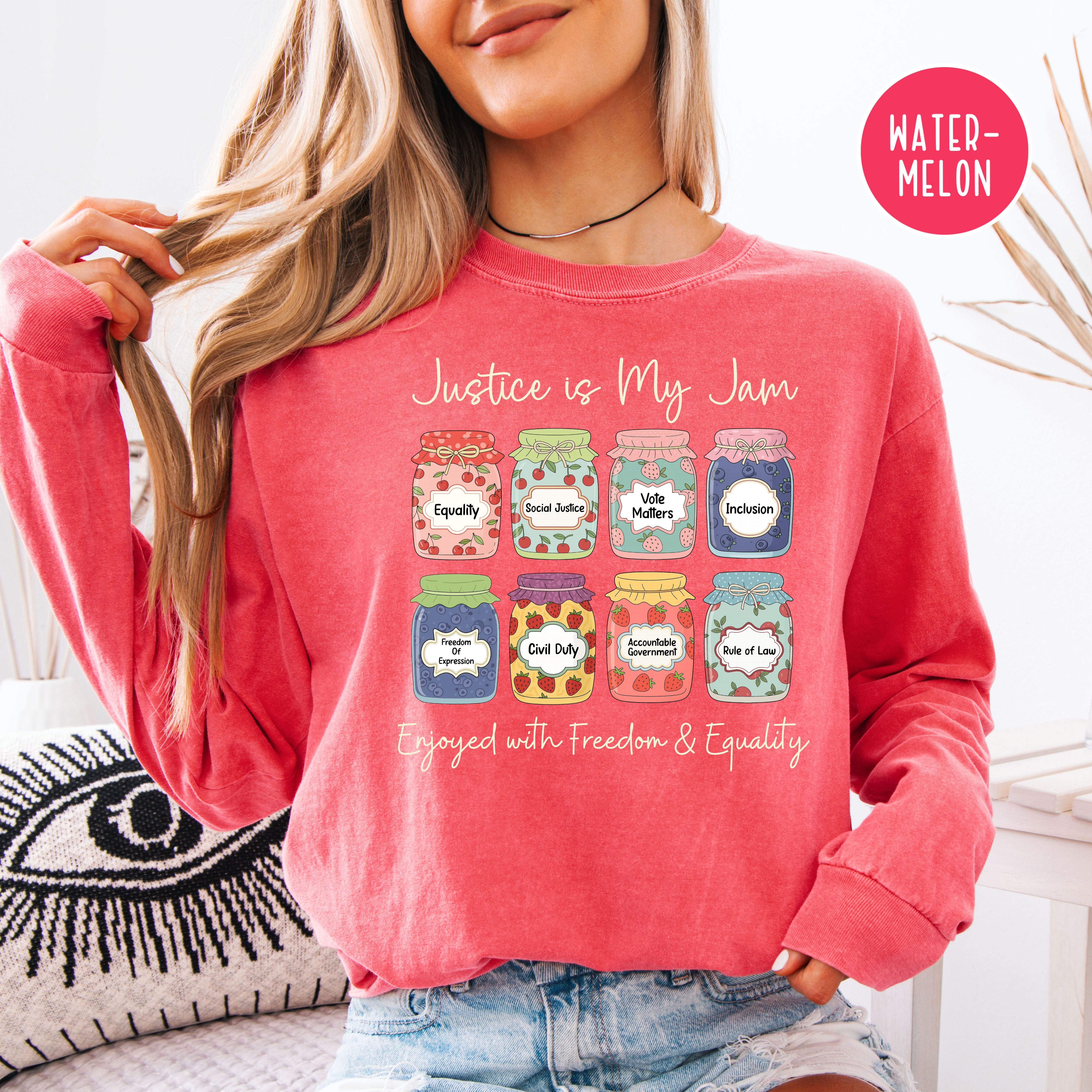 Justice is My Jam Long Sleeve Comfort Colors Social Justice Jam Jars Pro Democracy Gift Tee