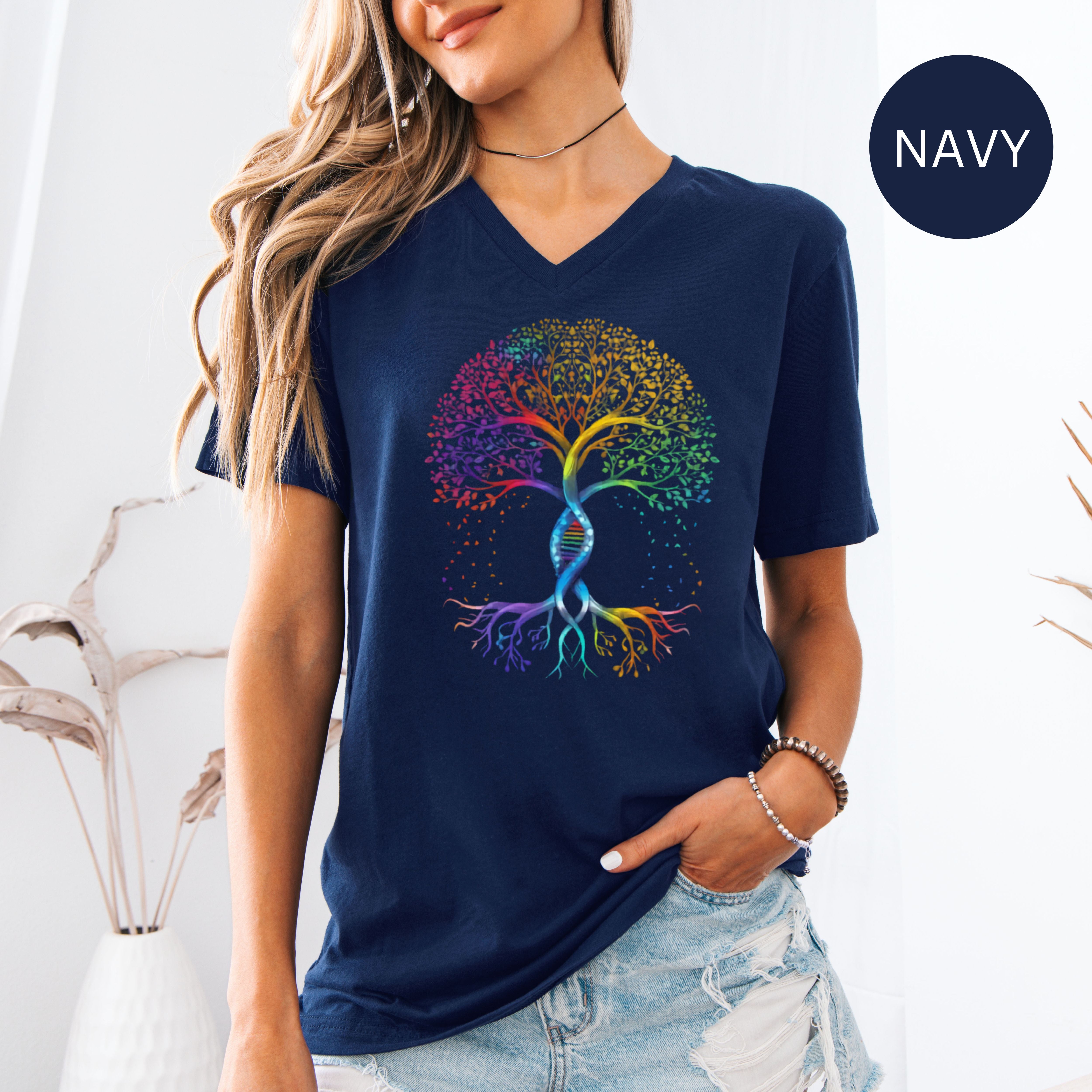 Pride Tree of Life Bella Canvas V-Neck Tee, Pride Tee Shirt, Gift For Pride Ally, LGBTQ Shirt