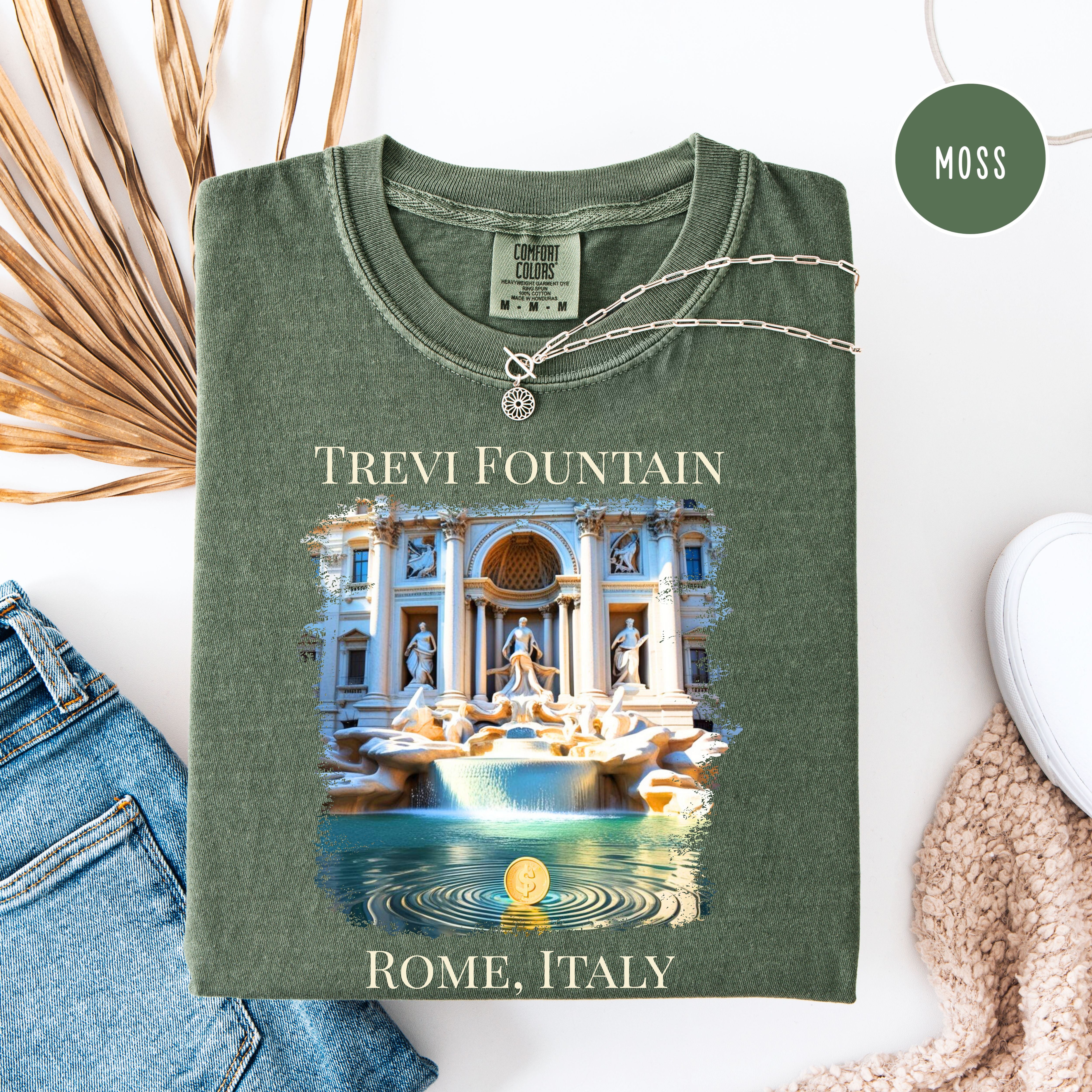 Trevi Fountain Rome Italy Comfort Colors Vacation Gift Tee