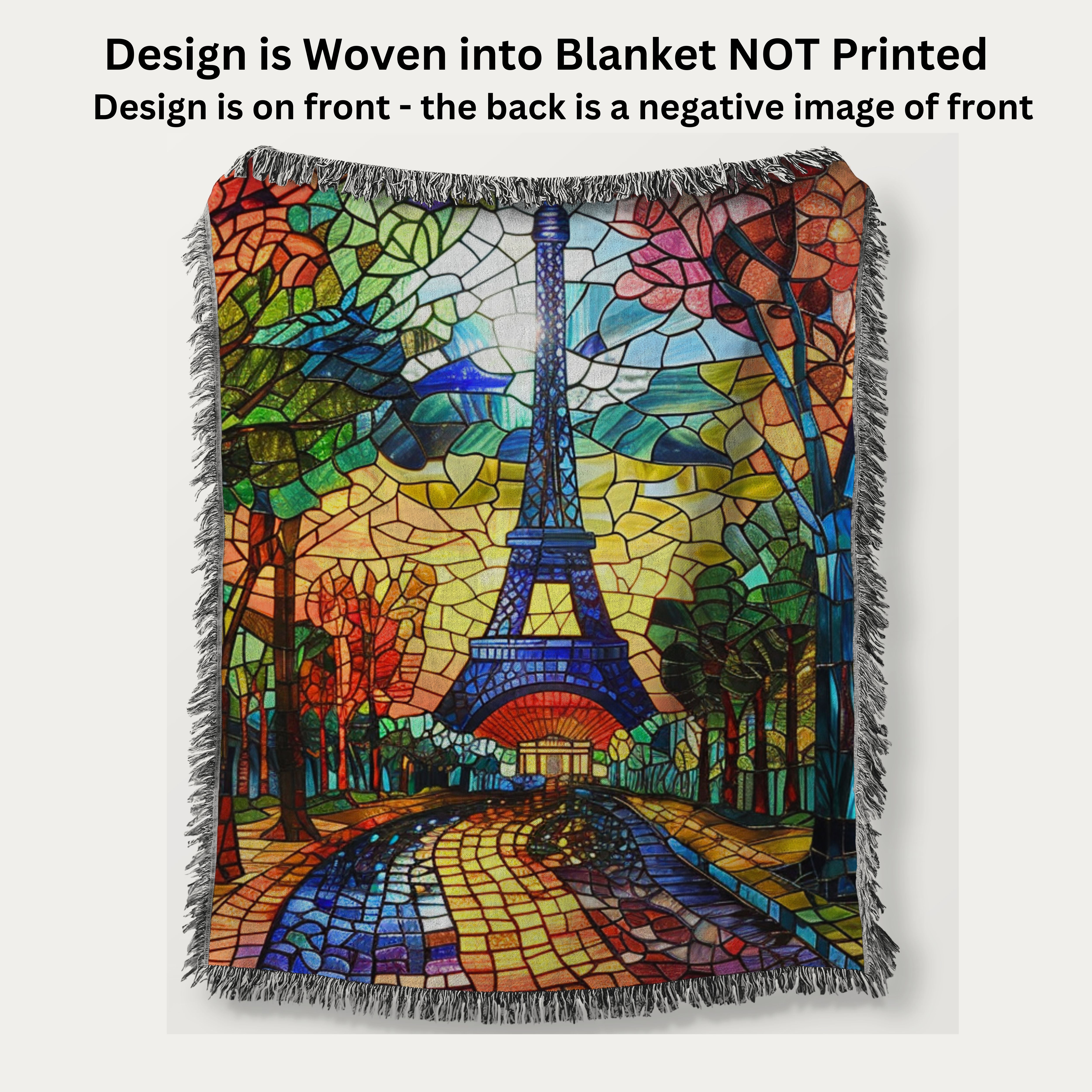 Woven Throw Blanket for Paris Lover, France Vacation Throw Blanket Gift, Traveler Gift Blanket
