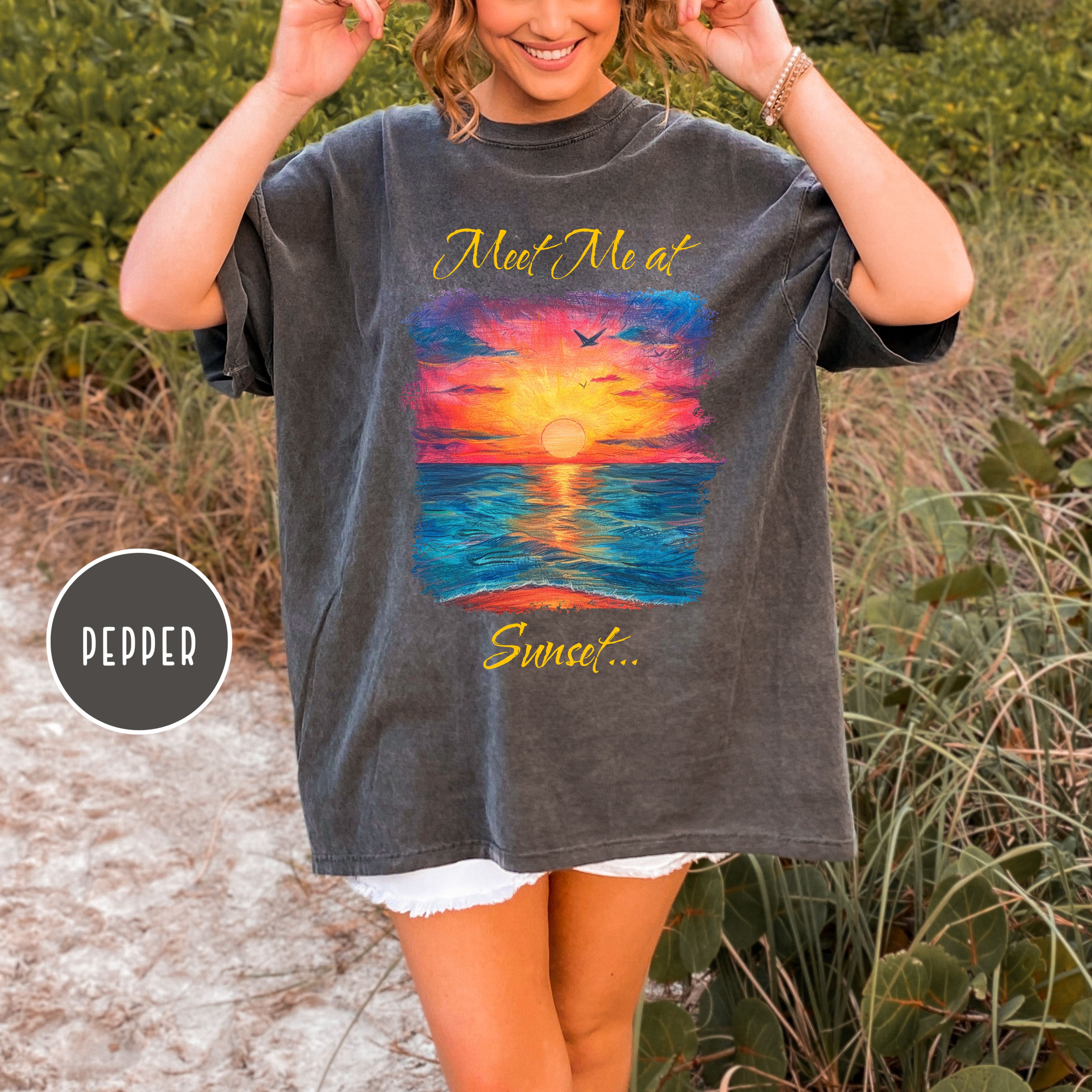 Meet Me At Sunset Comfort Colors Sunset Shirt, Sunset Over Ocean Painting, Chasing Sunsets, Sunset Lover Shirt, Art Lover Tee