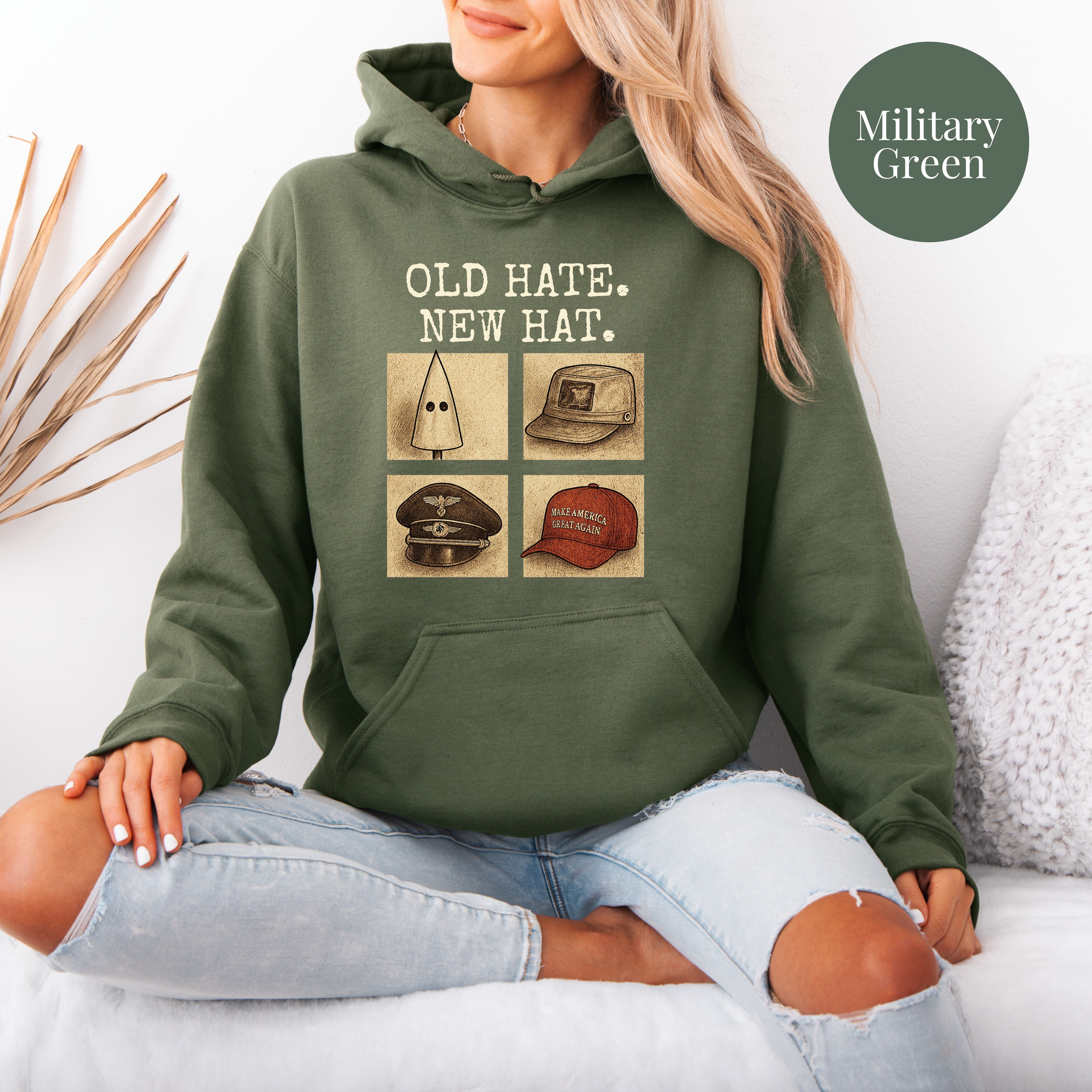Old Hate New Hat Anti-Trump Protest Unisex Hooded Sweatshirt, Same Shit Different Hat Hoodie