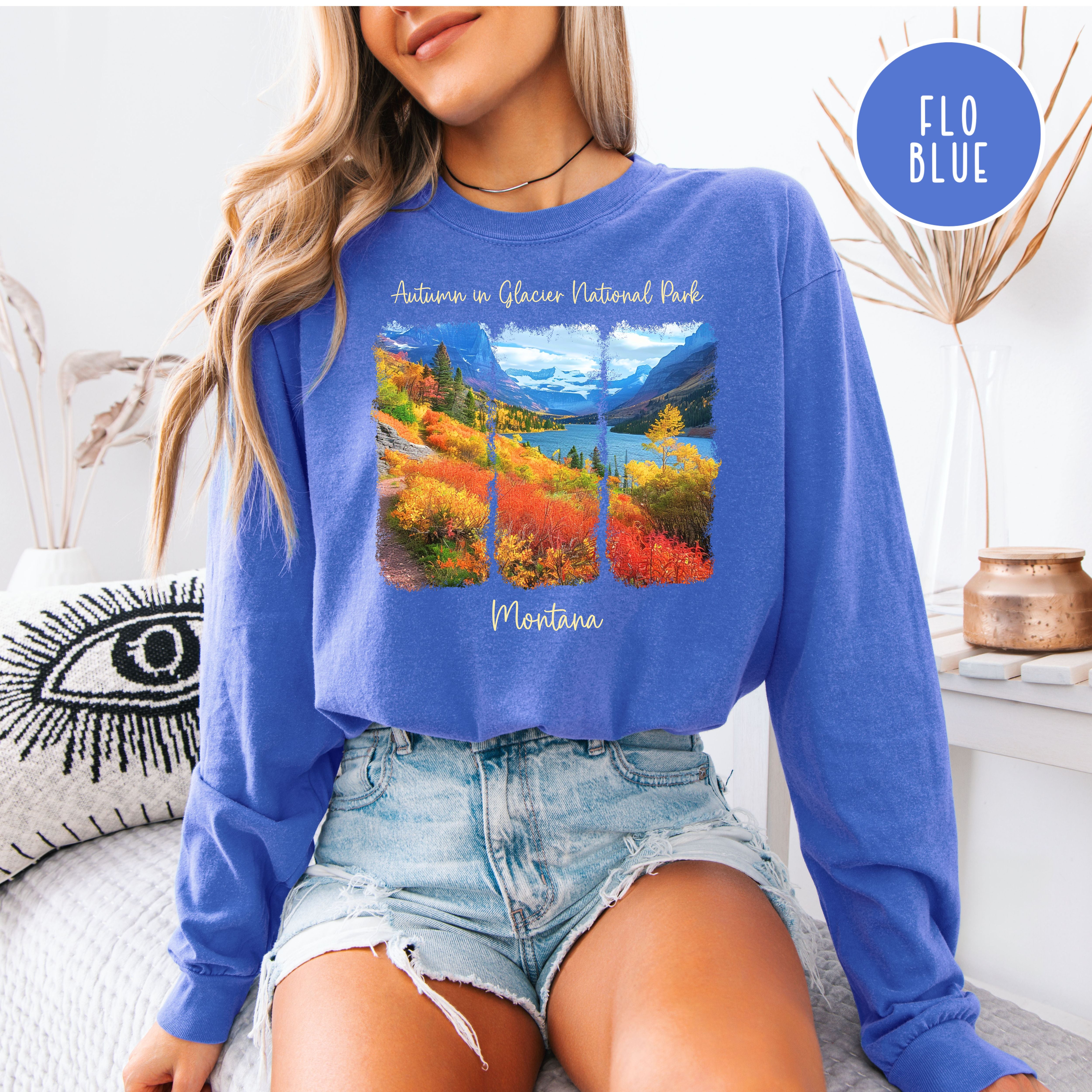Glacier National Park in Autumn Long Sleeve Comfort Colors Tee