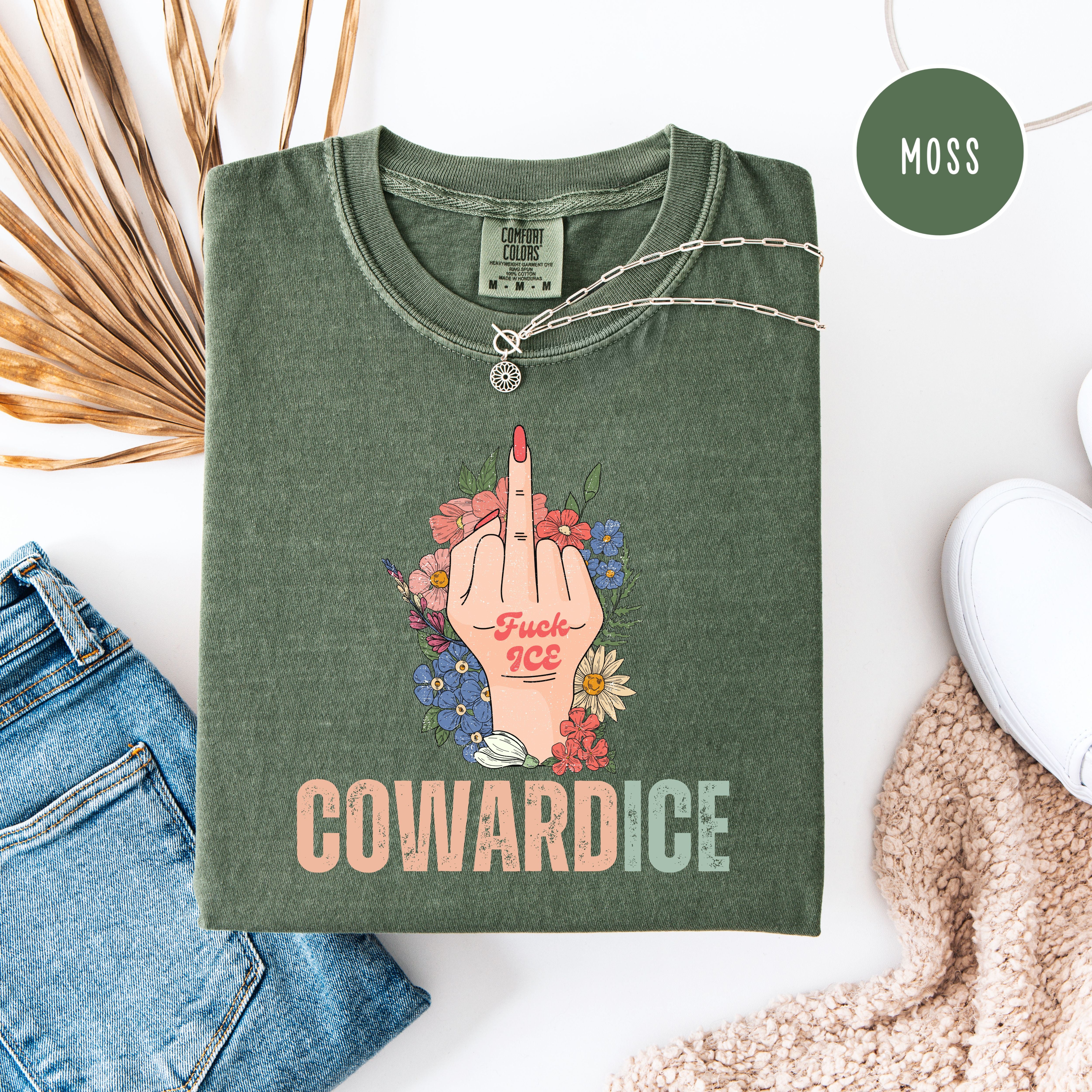 Cowardice Anti Ice Comfort Colors T-Shirt, Fuck Ice Protest Tee Shirt