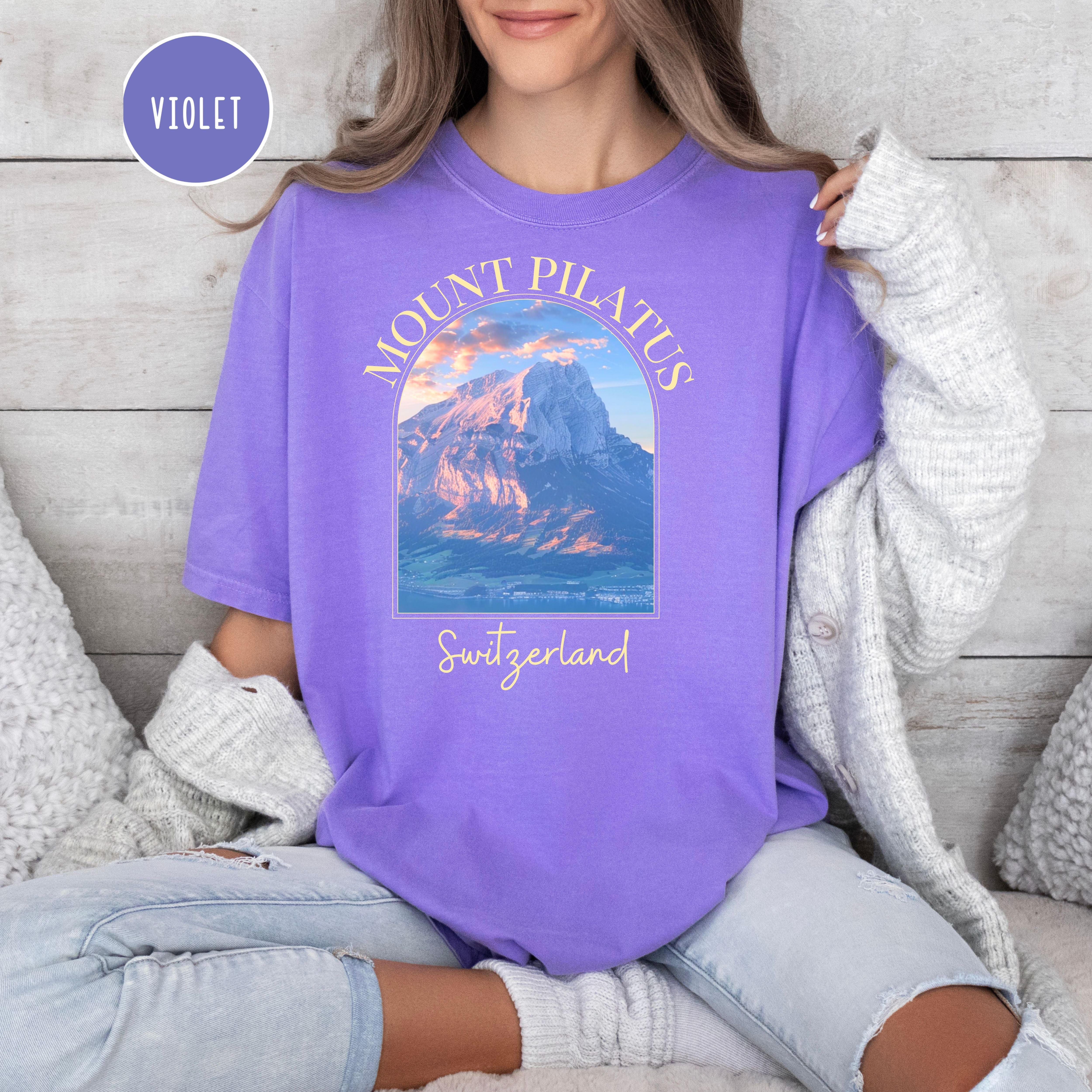 Mt Pilatus Switzerland Comfort Colors Tee, Dragon Mountain Switzerland