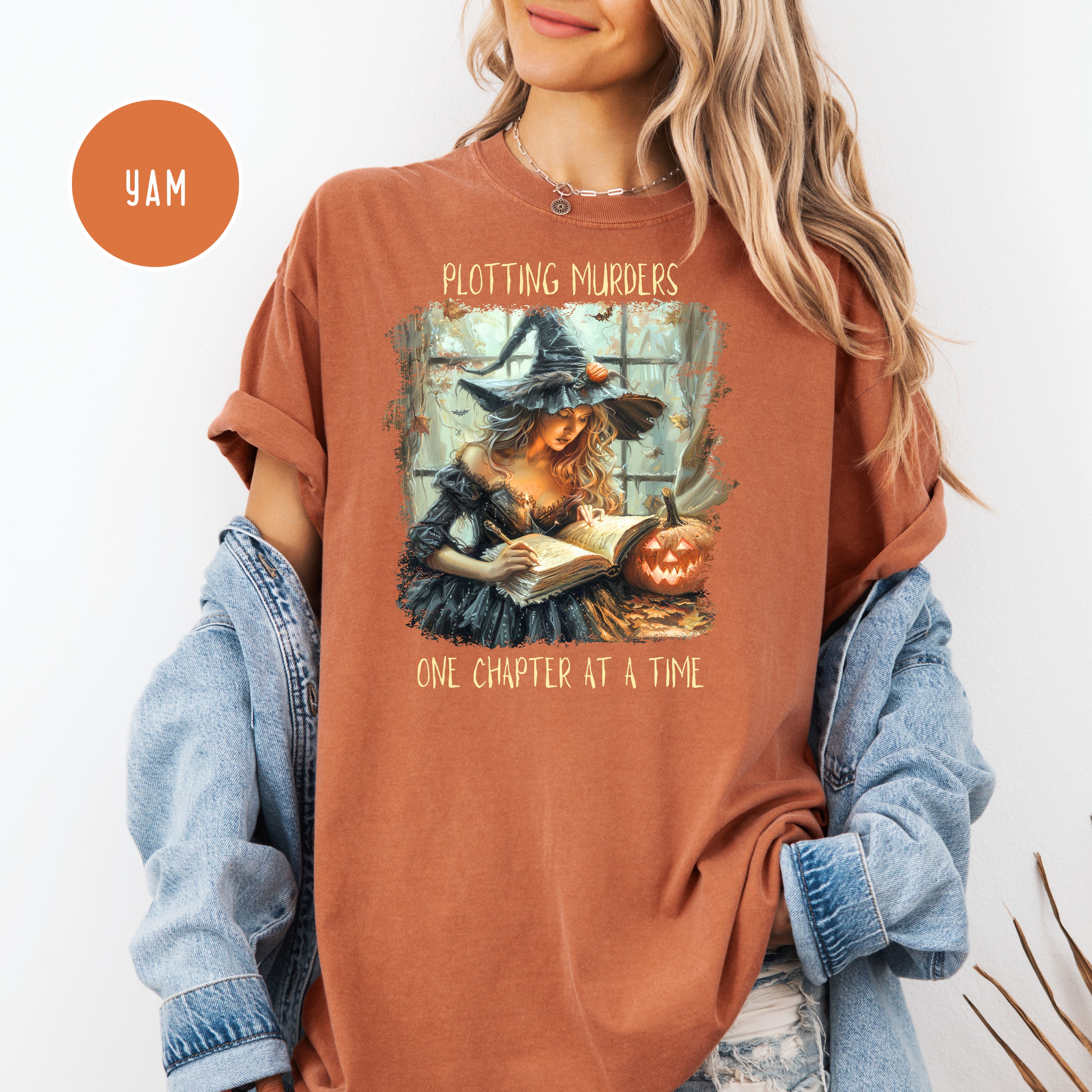 Female Murder Mystery Writer Comfort Colors Halloween Witch Shirt