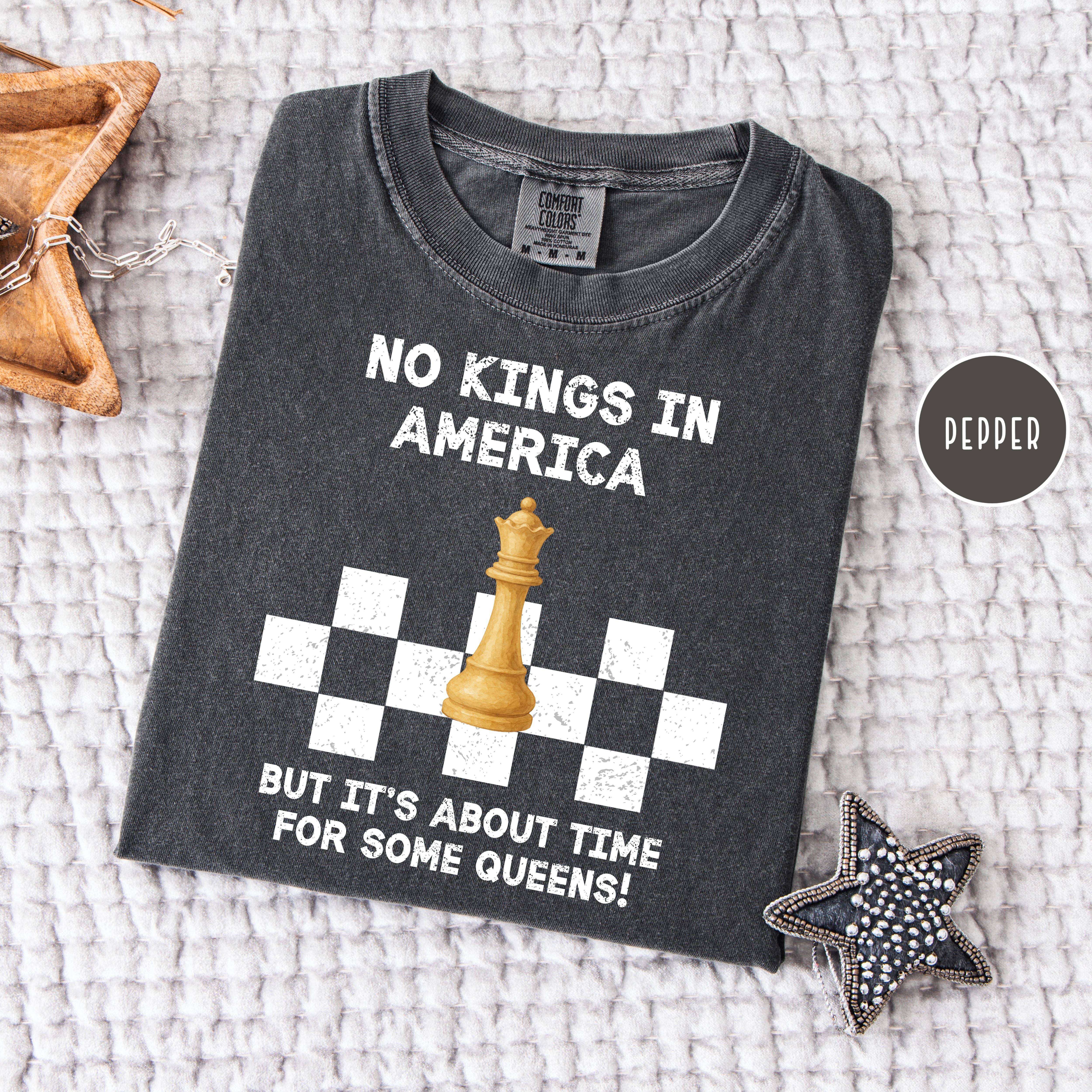 Chess Lover No Kings in America Anti-Trump Protest Comfort Colors Tee