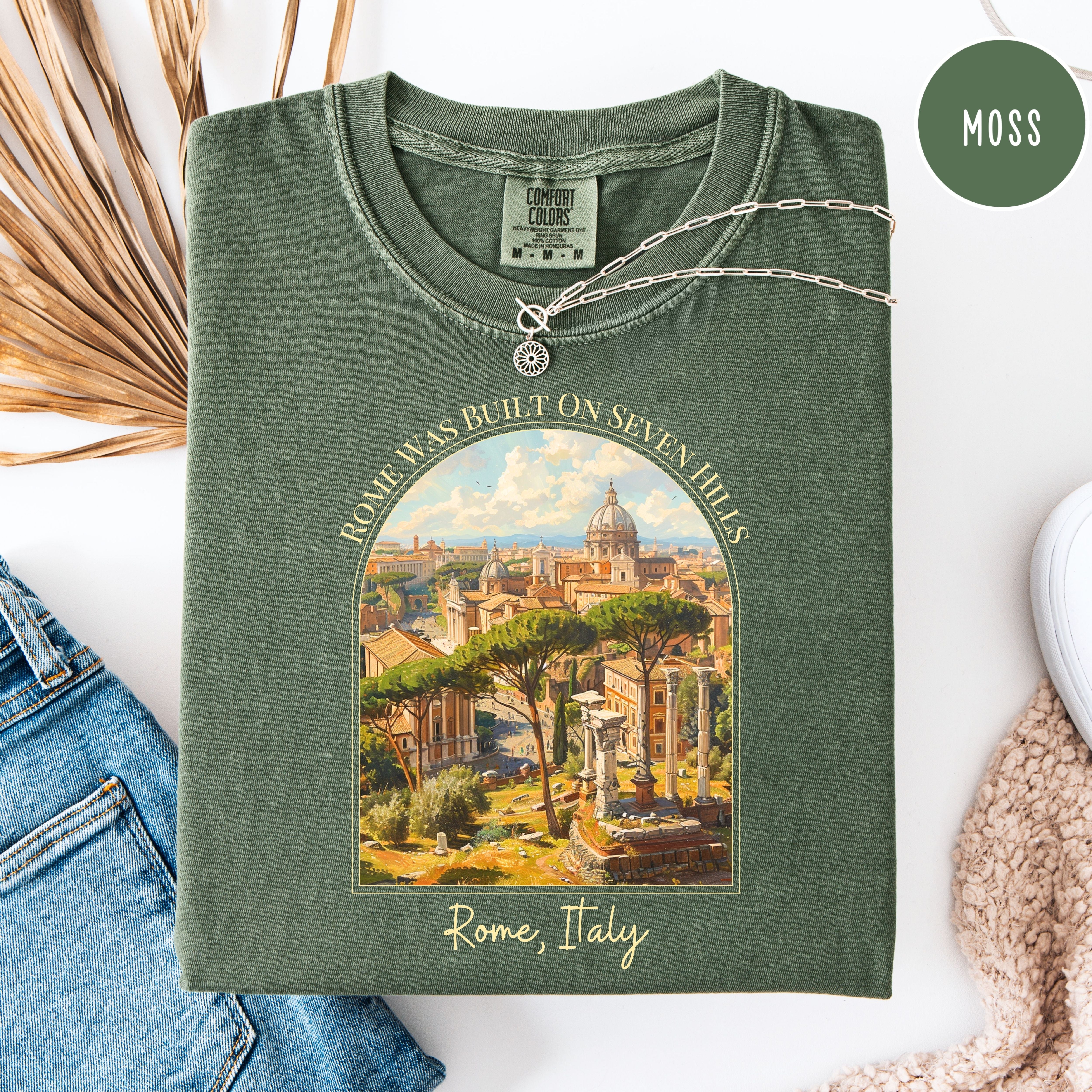 Rome Was Built on Seven Hills, Rome Italy Lover Comfort Colors Vacation Gift Tee