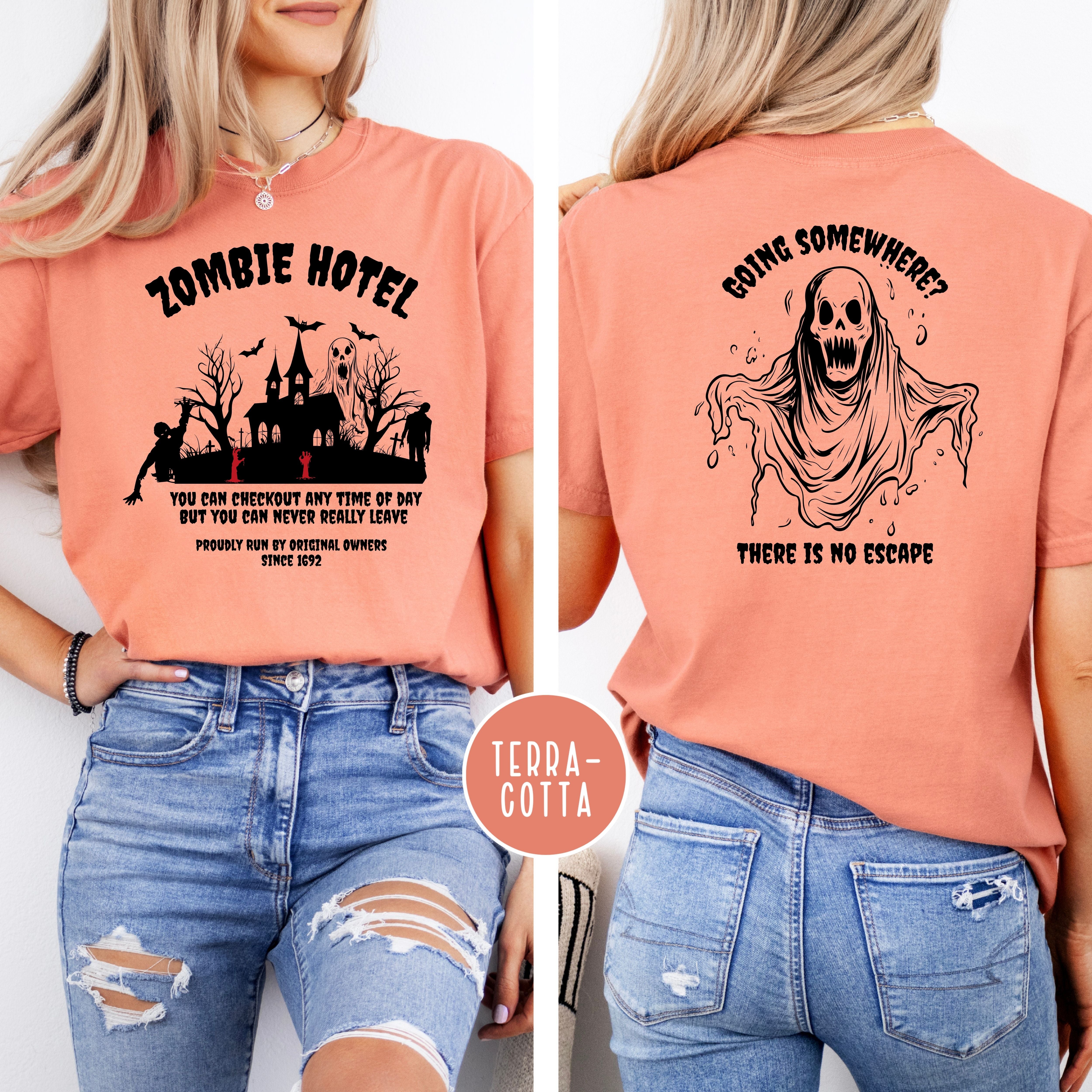 Zombie Halloween Comfort Colors® Tee Design on Front and Back