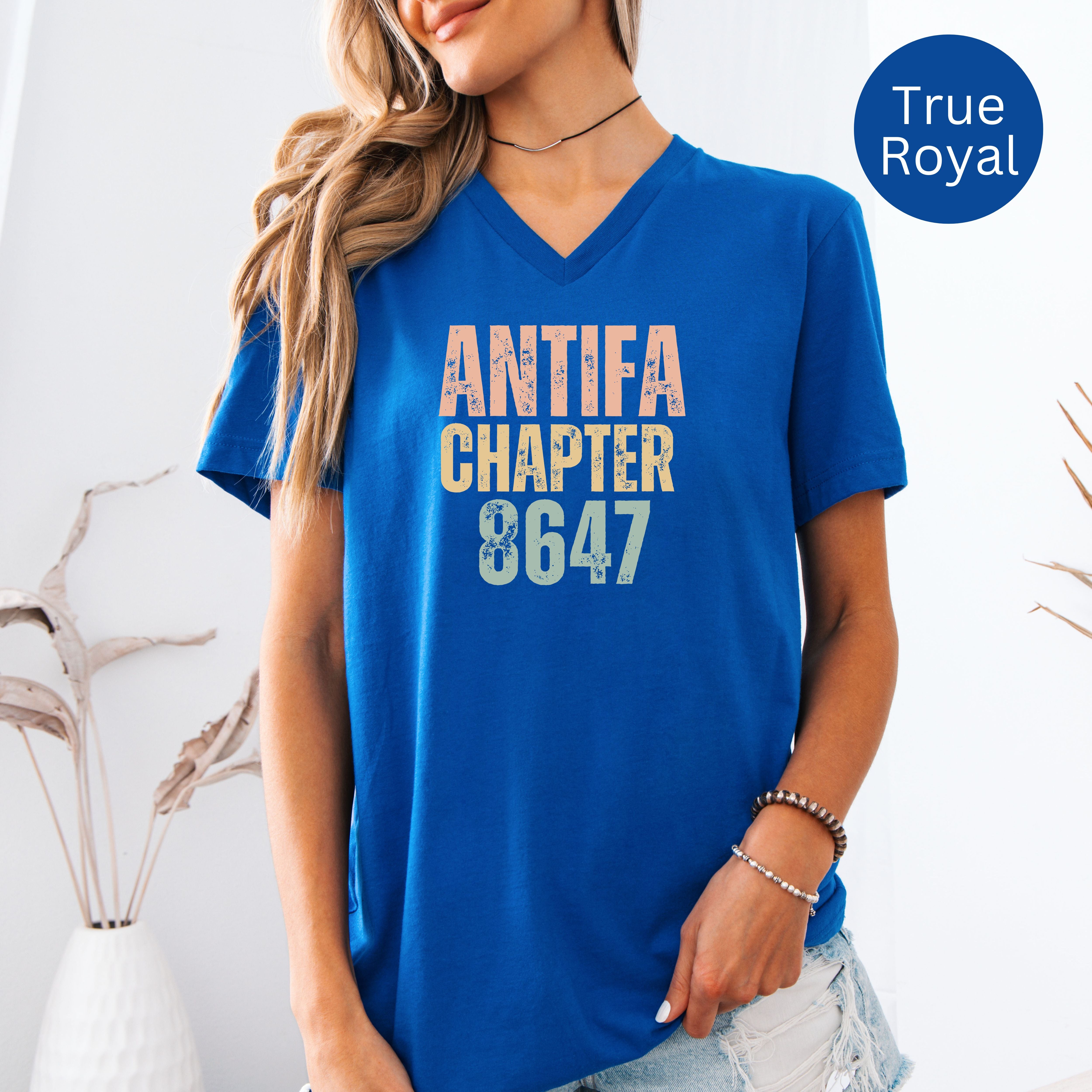 Antifa Chapter 8647 Bella Canvas V-Neck Tee, Protest Tee Shirt