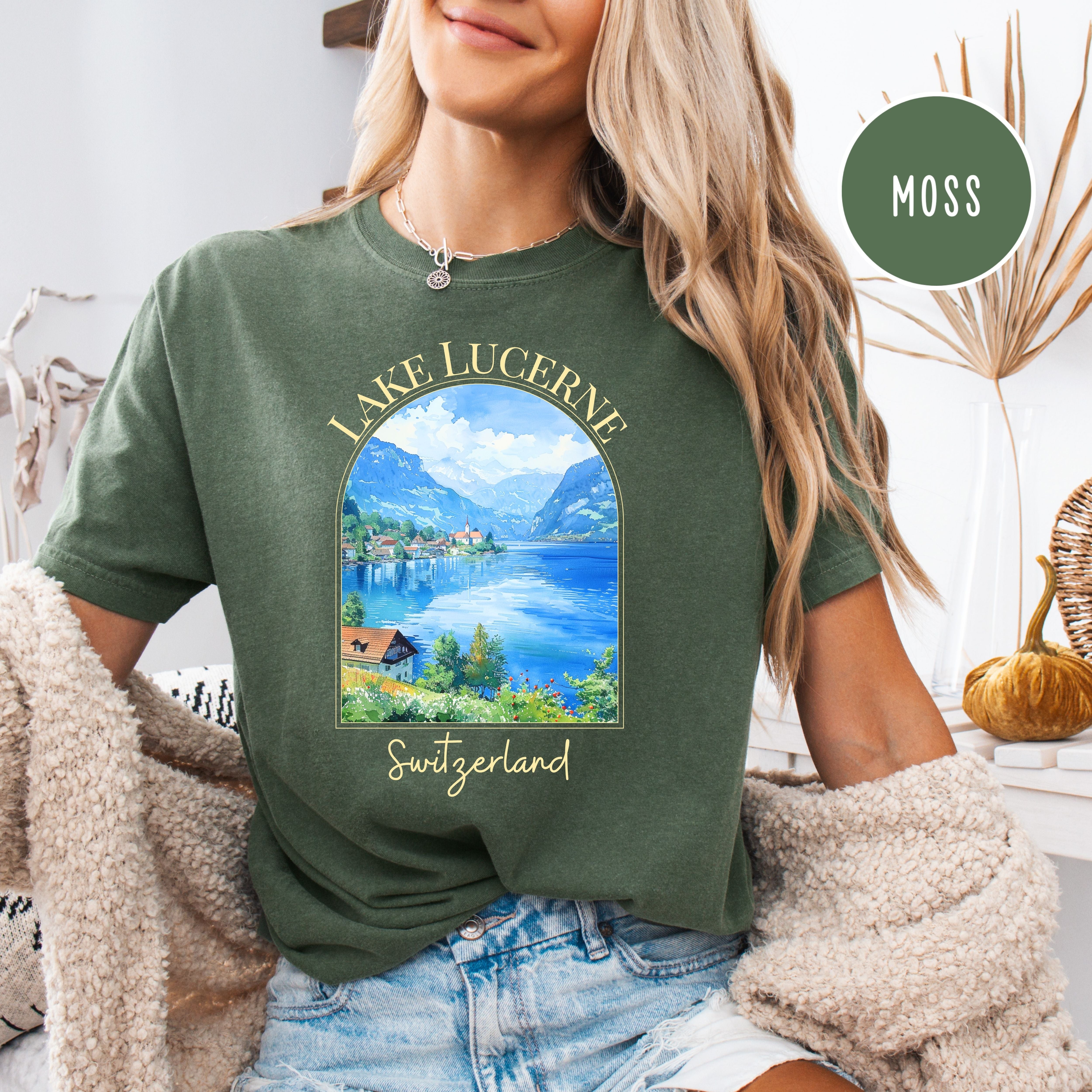Lake Lucerne Switzerland Comfort Colors Tee