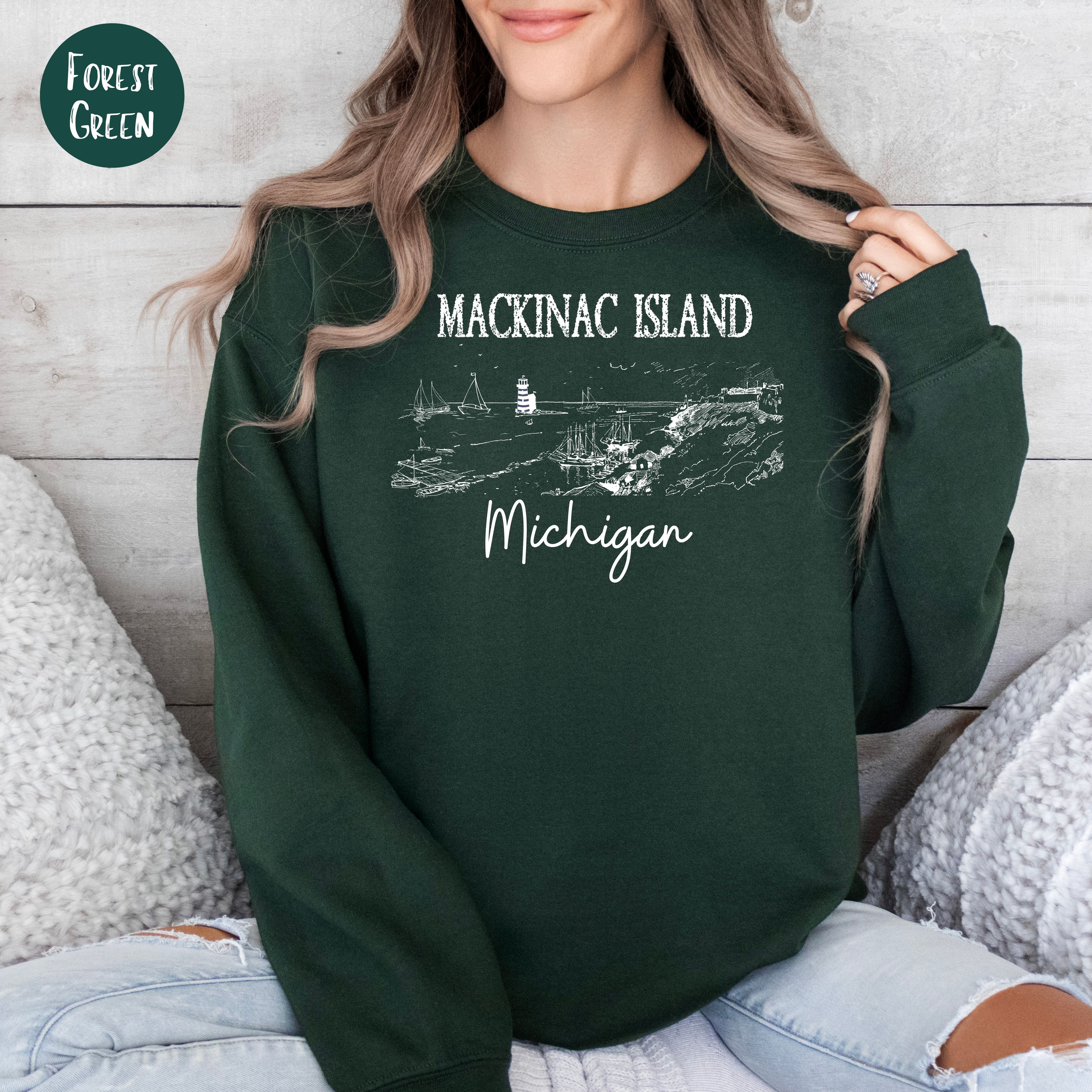 Mackinac Island Michigan Grunge Style Sweater