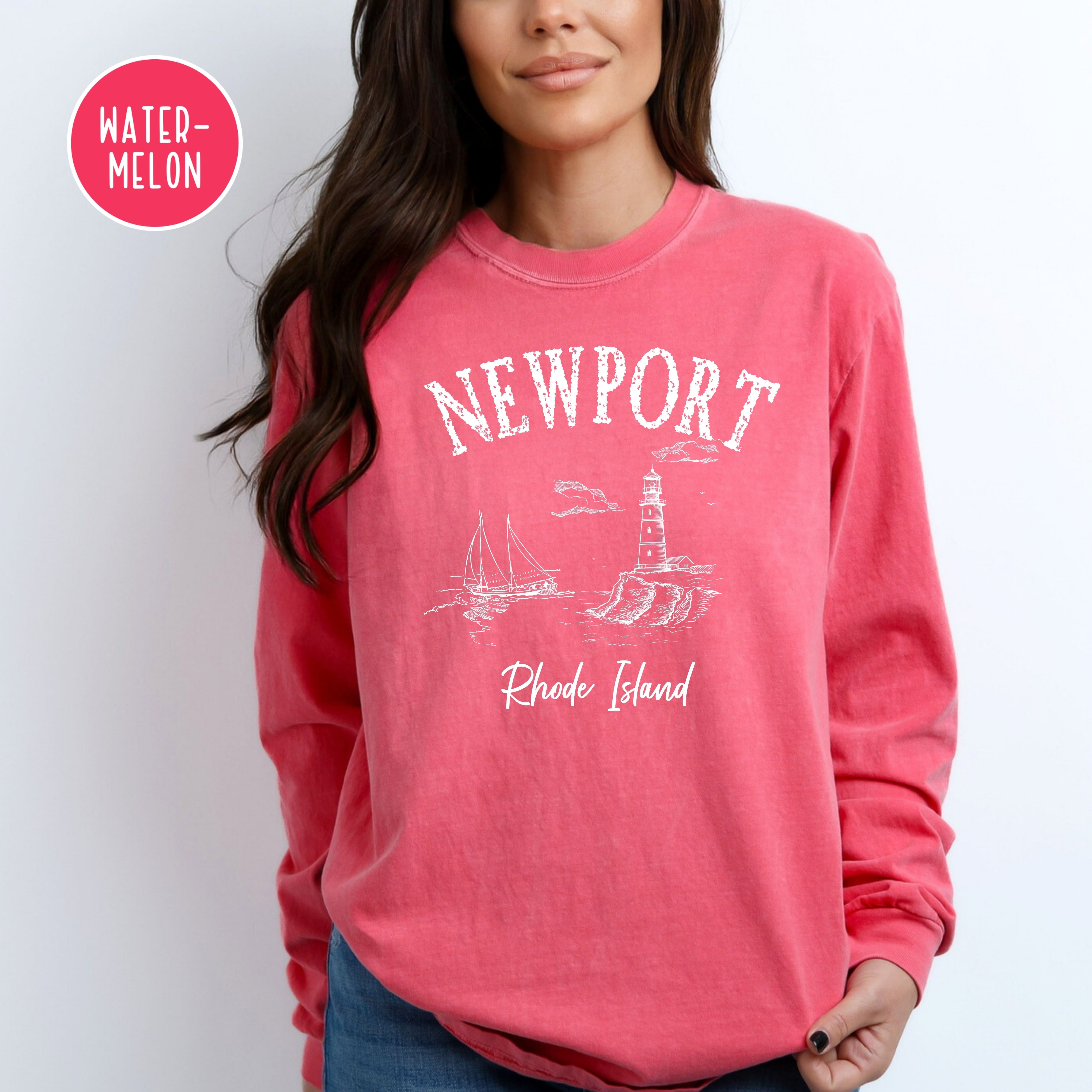 Newport Rhode Island Grunge Style Comfort Colors® Long Sleeve Tee