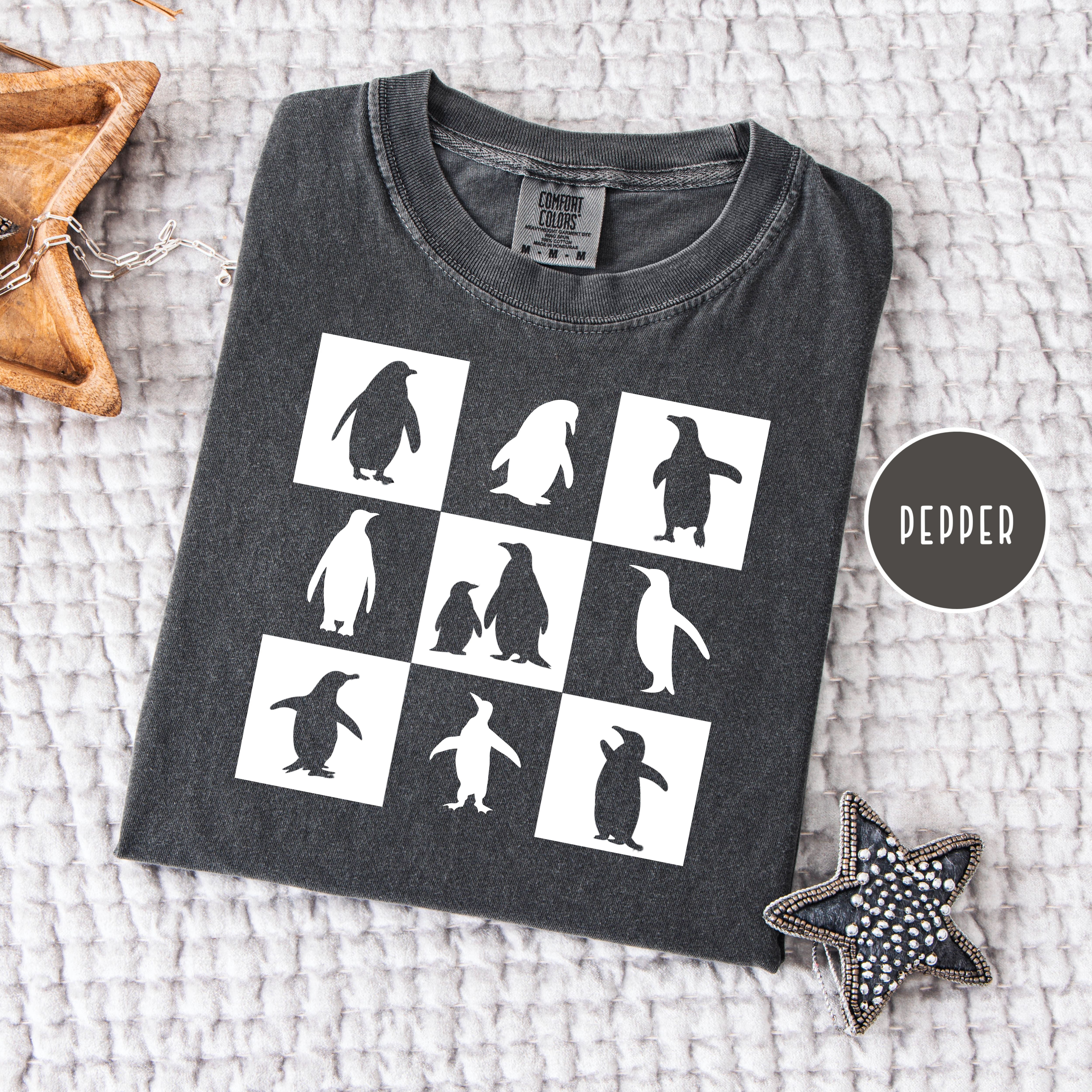 Penguin Lover Checkerboard Comfort Colors® Tee