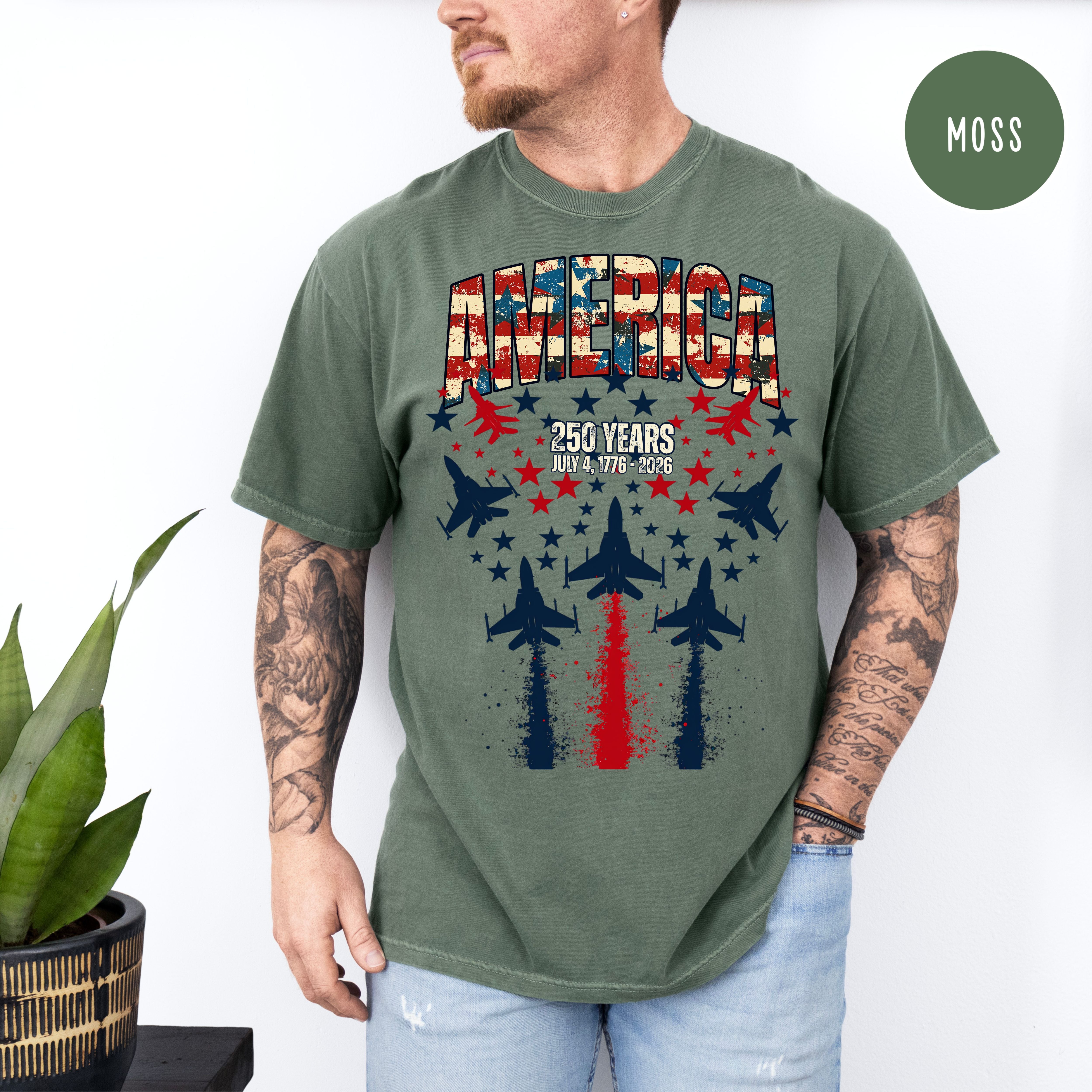 America Patriotic Unisex Comfort Colors 4th of July 250 Year Anniversary Gift Tee