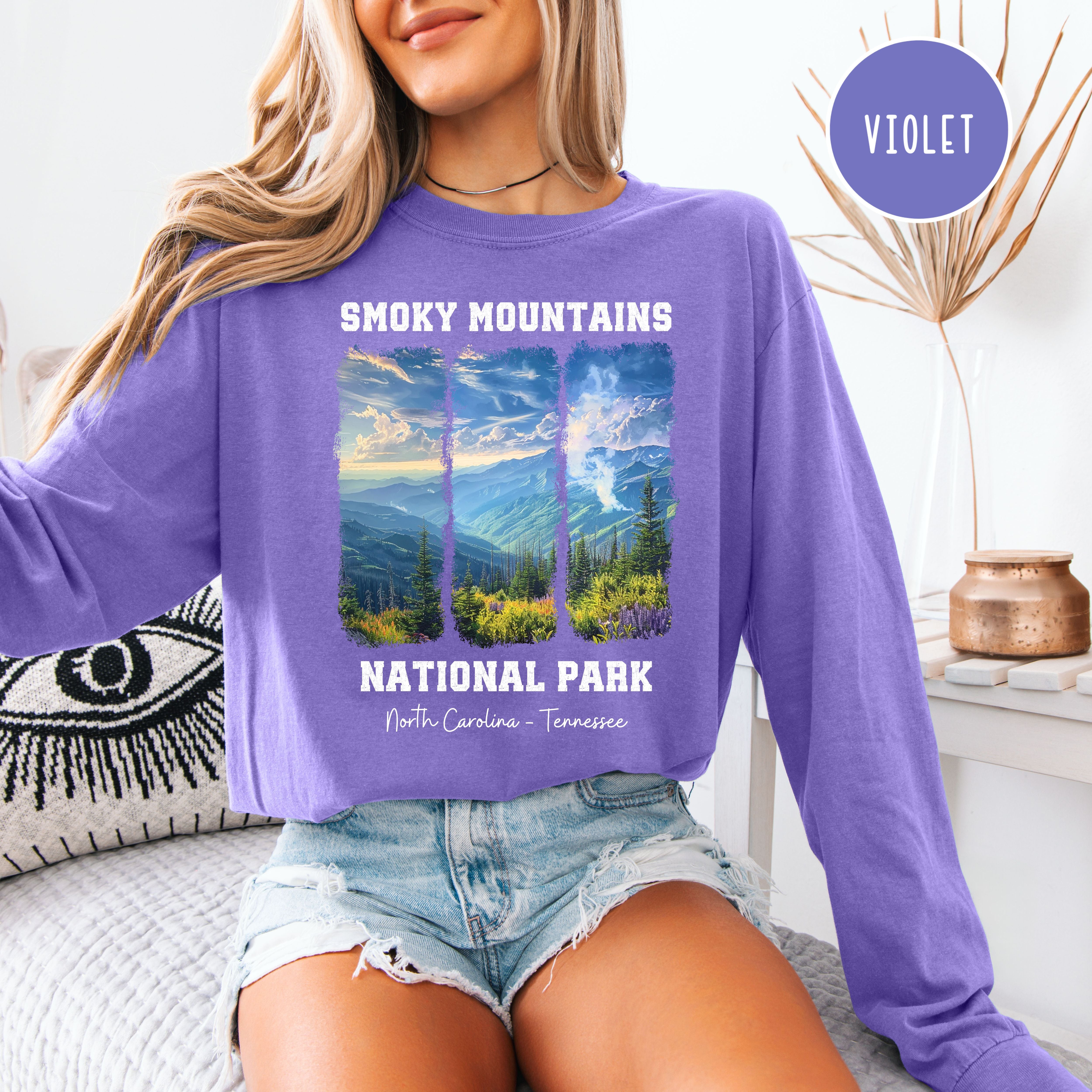 Smoky Mountains National Park Comfort Colors Long Sleeve Unisex Tee Shirt