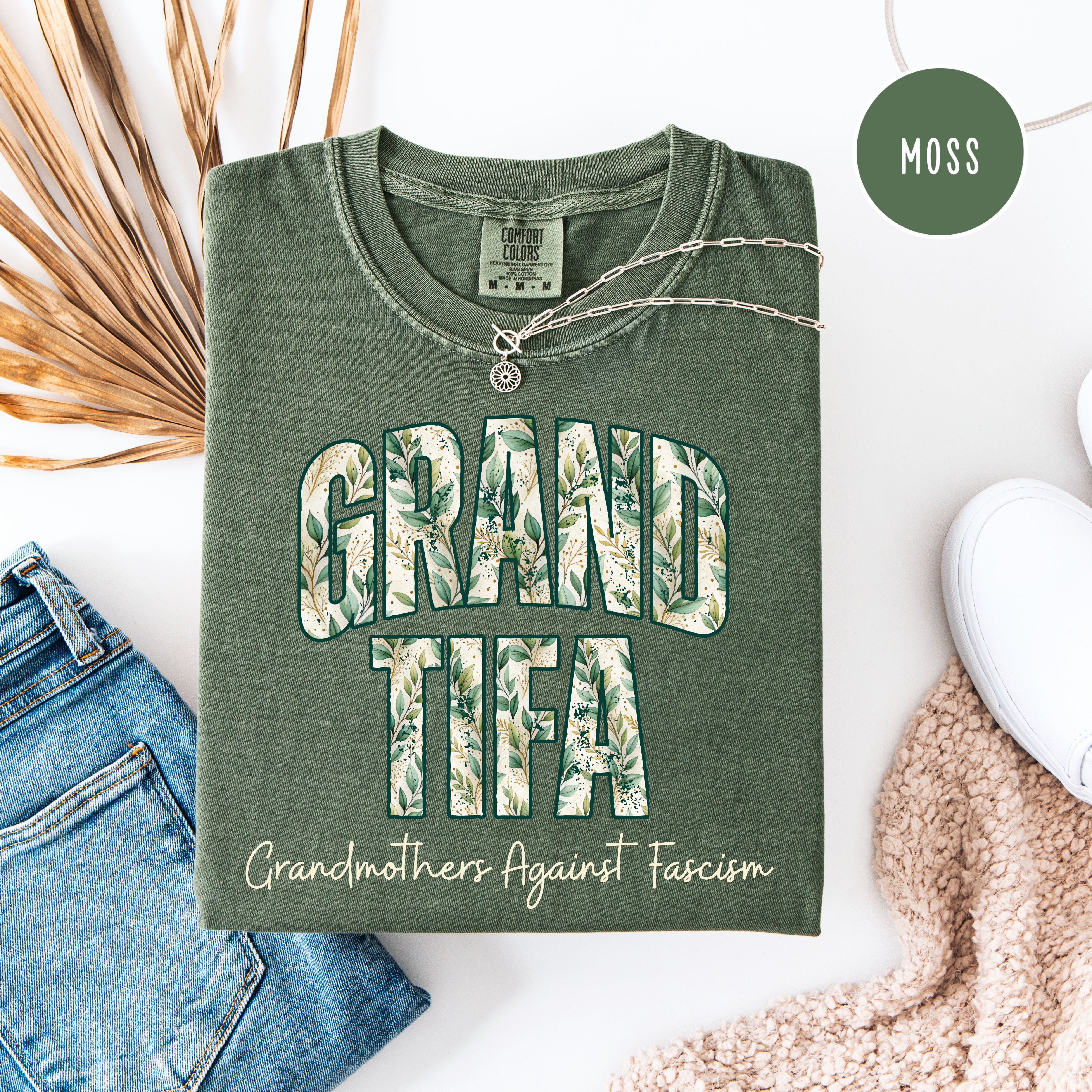 Grand-Tifa Grandmothers Against Fascism Comfort Colors Gift Protest Tee
