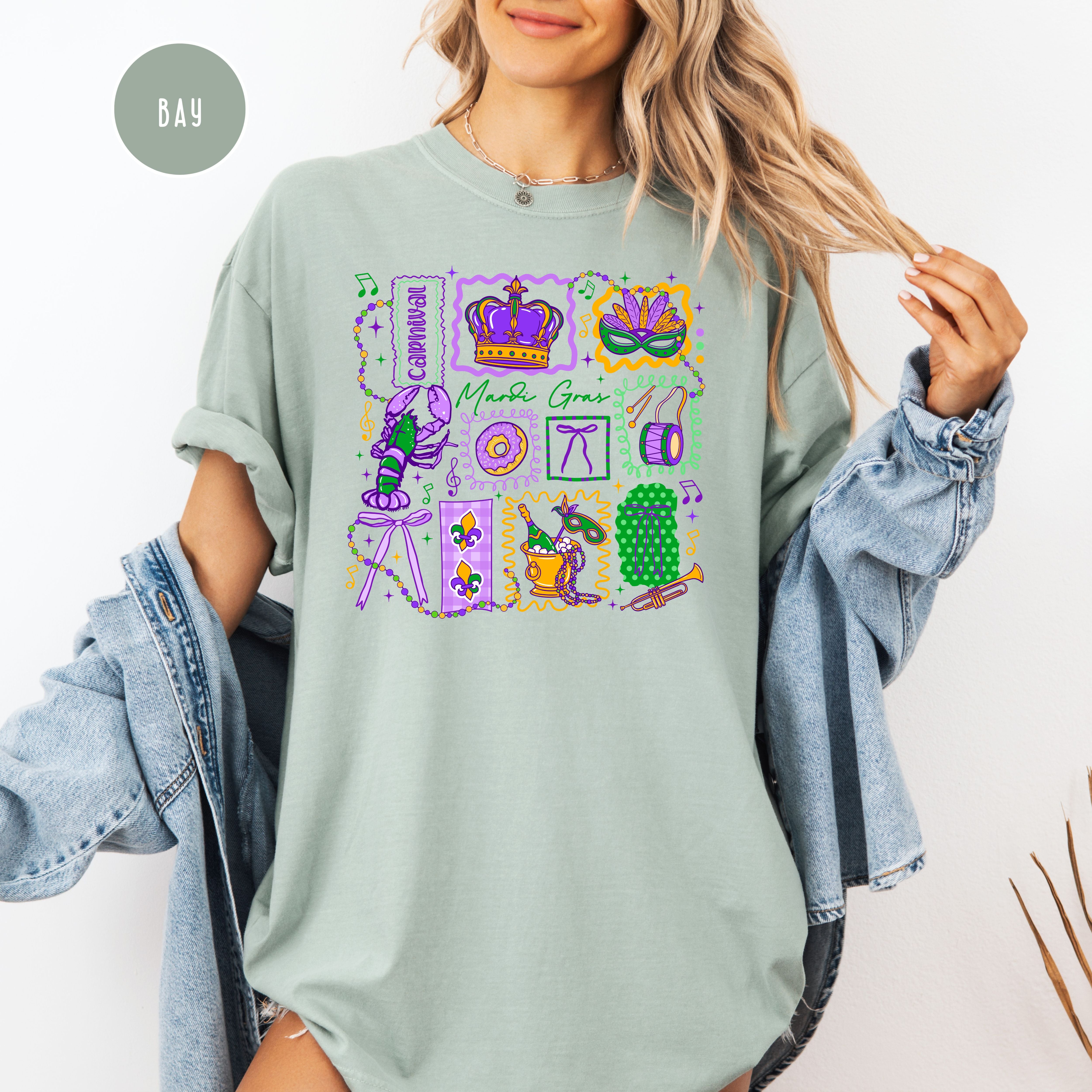 Festive Mardi Gras Comfort Colors T-Shirt, New Orleans Travel Shirt