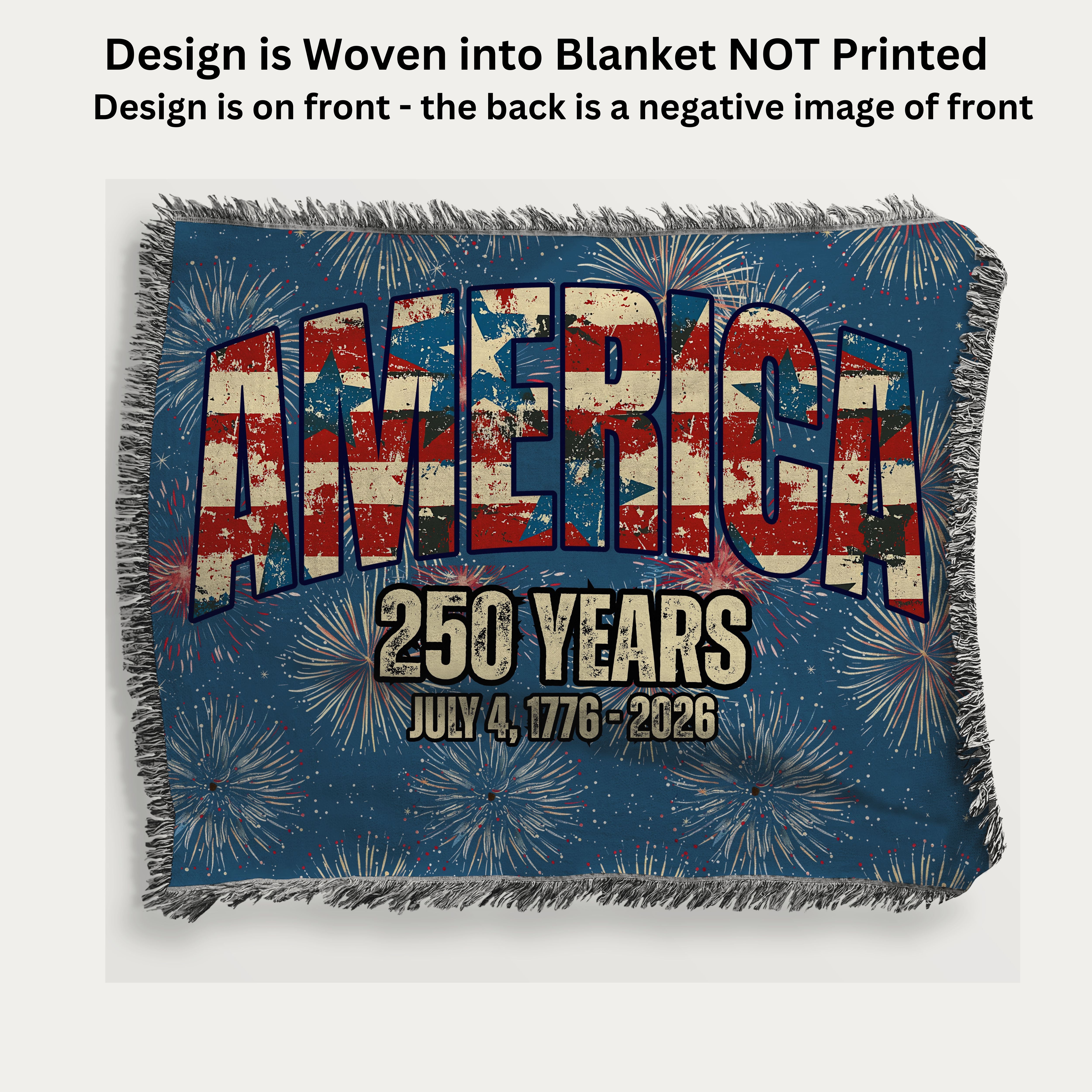 American 250th Anniversary 4th of July 2026 Woven Blanket