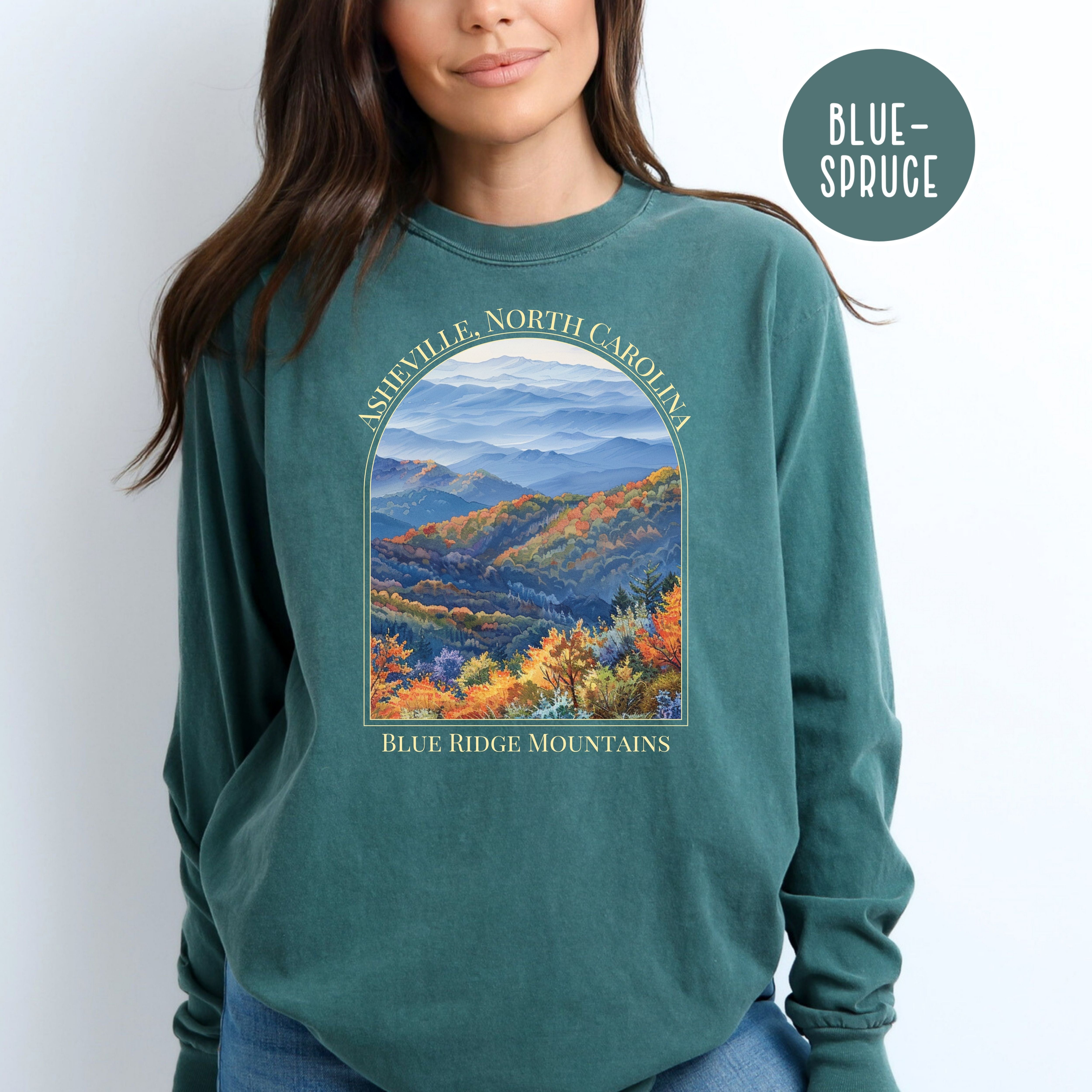 Asheville North Carolina Blue Ridge Mountains Comfort Colors® Long Sleeve Tee