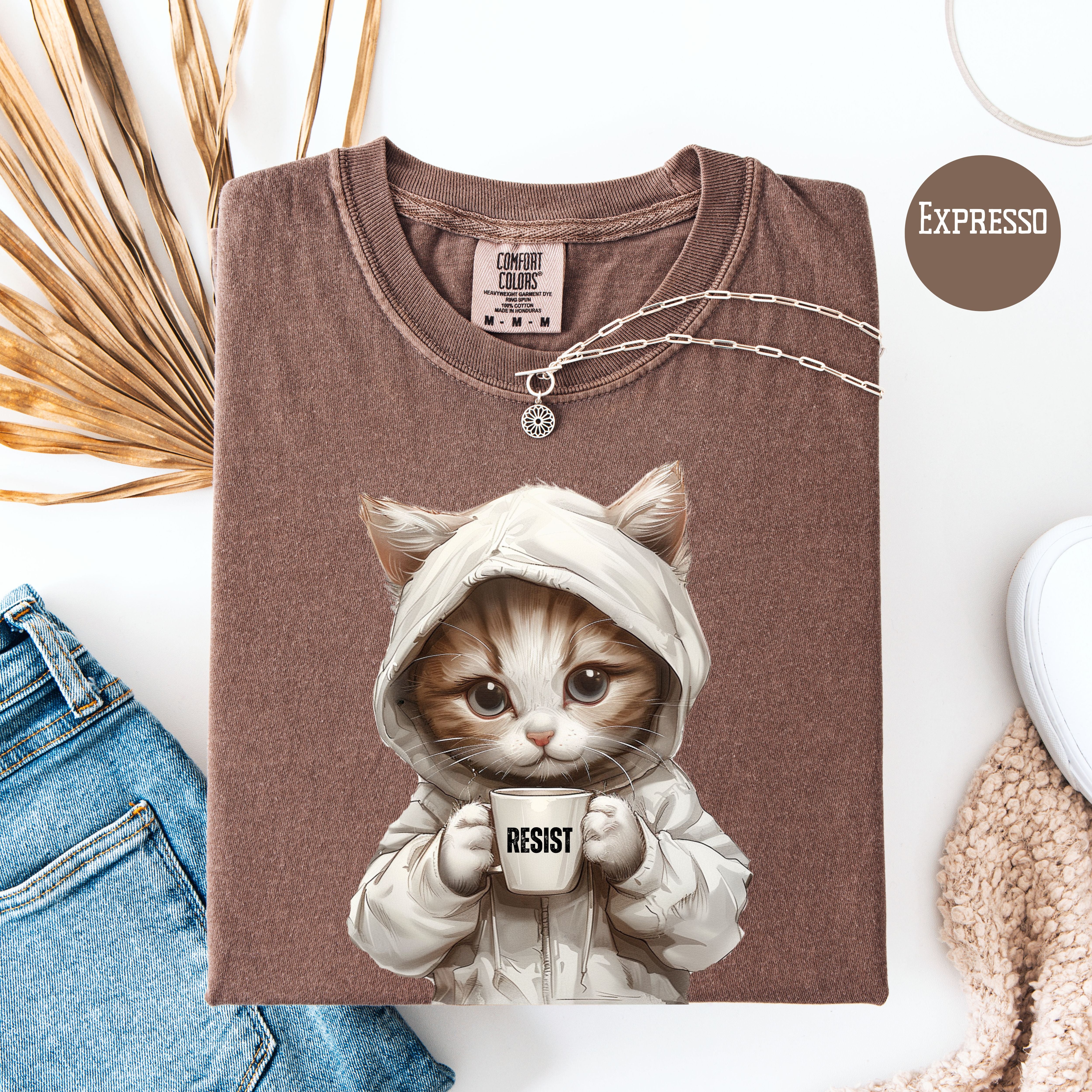 Anti-Trump cute Cat RESIST Protest Shirt, Resist Comfort Colors Political Democrat Gift Tee