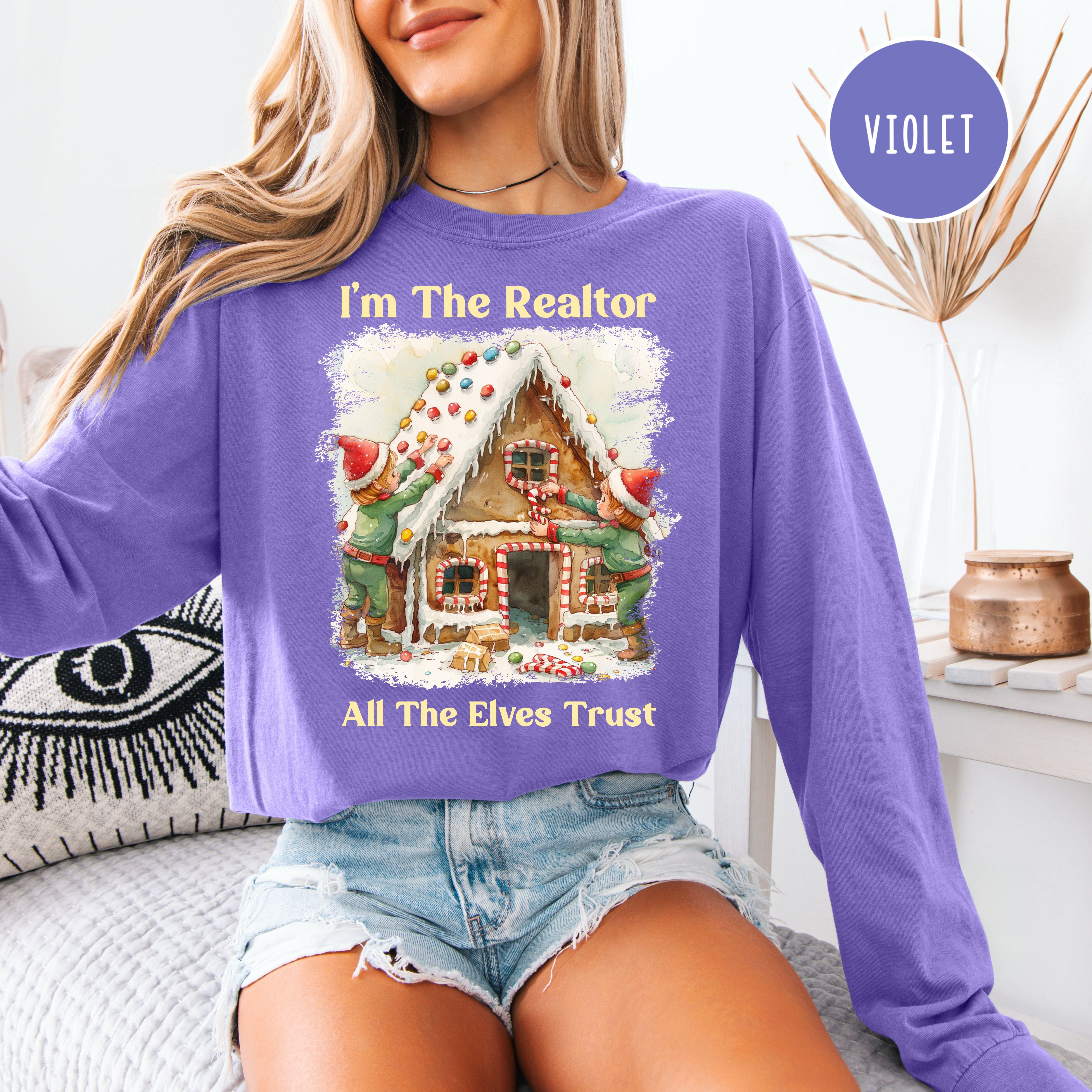 Funny Christmas Real Estate Agent Unisex Comfort Colors Long Sleeve Shirt