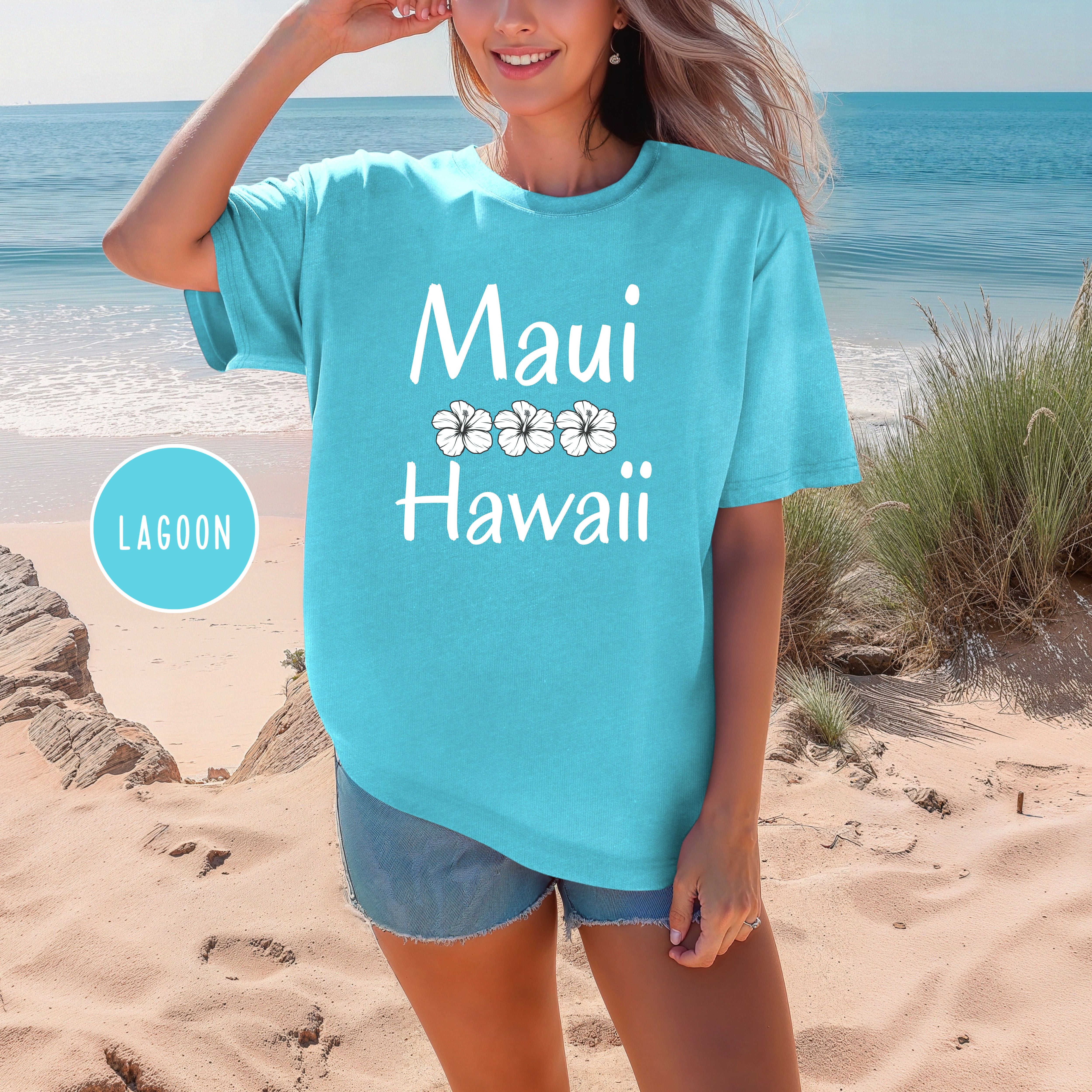 Maui Hawaii Hibiscus Flower Comfort Colors Tee