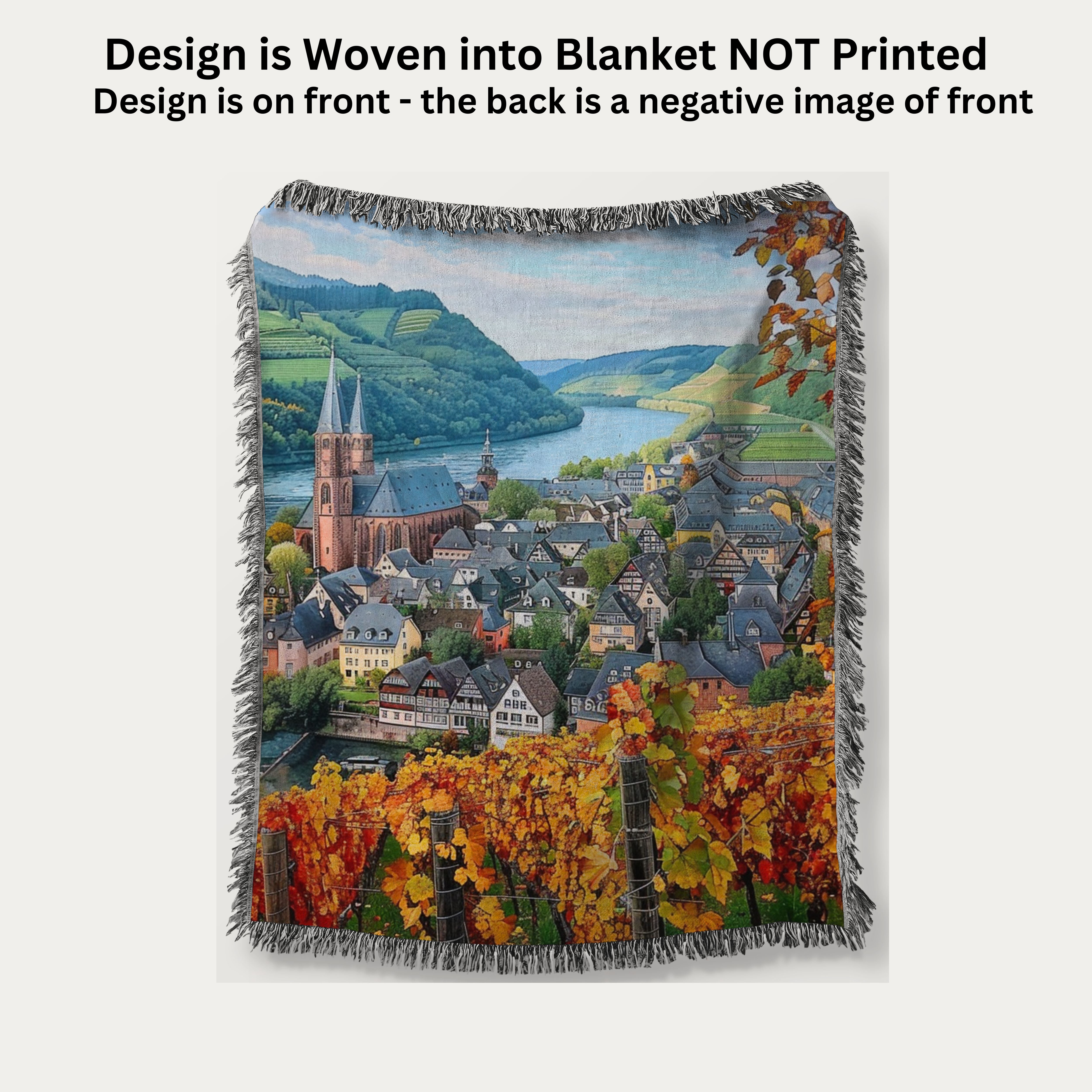 Germany Rhine River Woven Blanket, Germany Vacation Gift