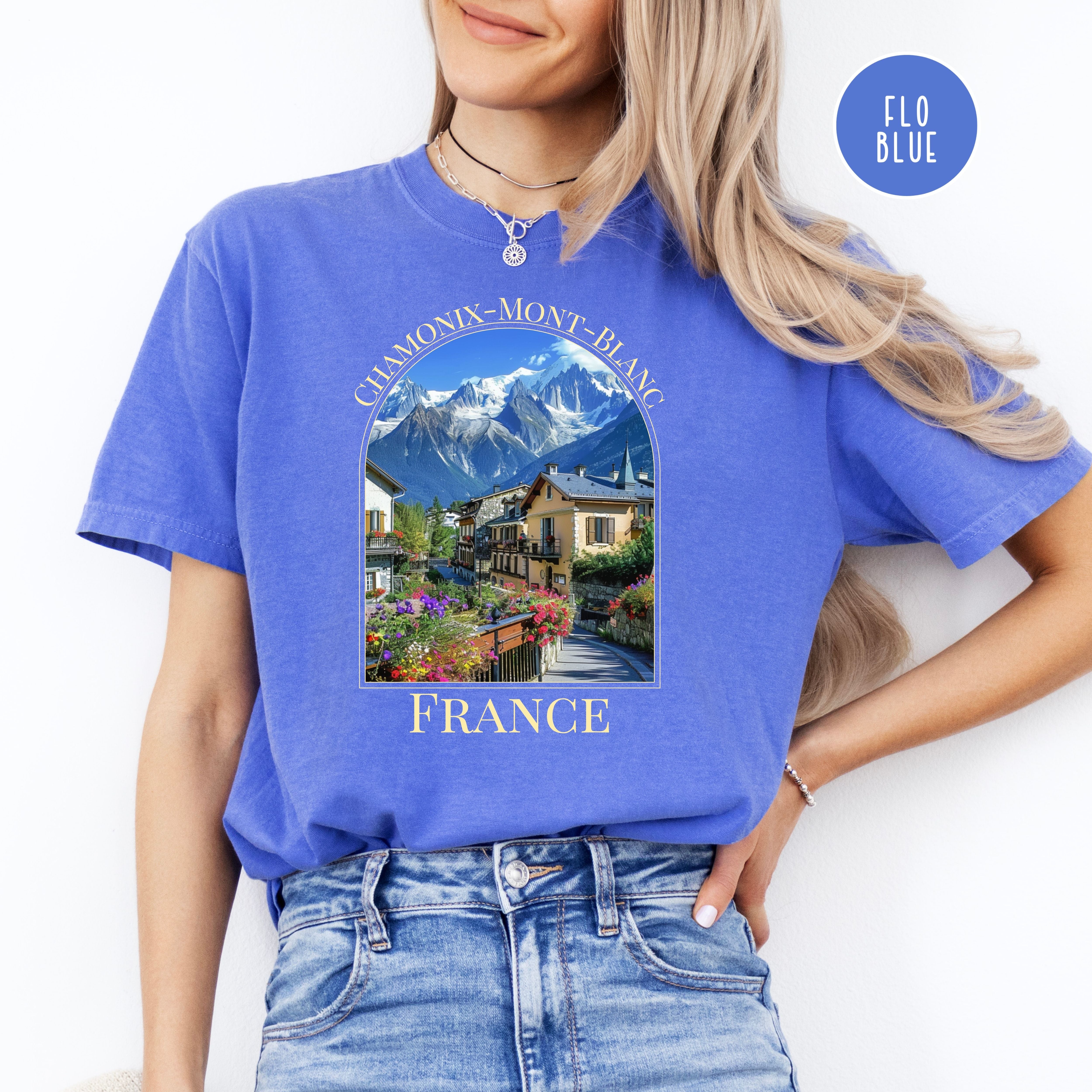 Chamonix-Mont Blanc Comfort Colors Tee Shirt, French Alpine Village Chamonix