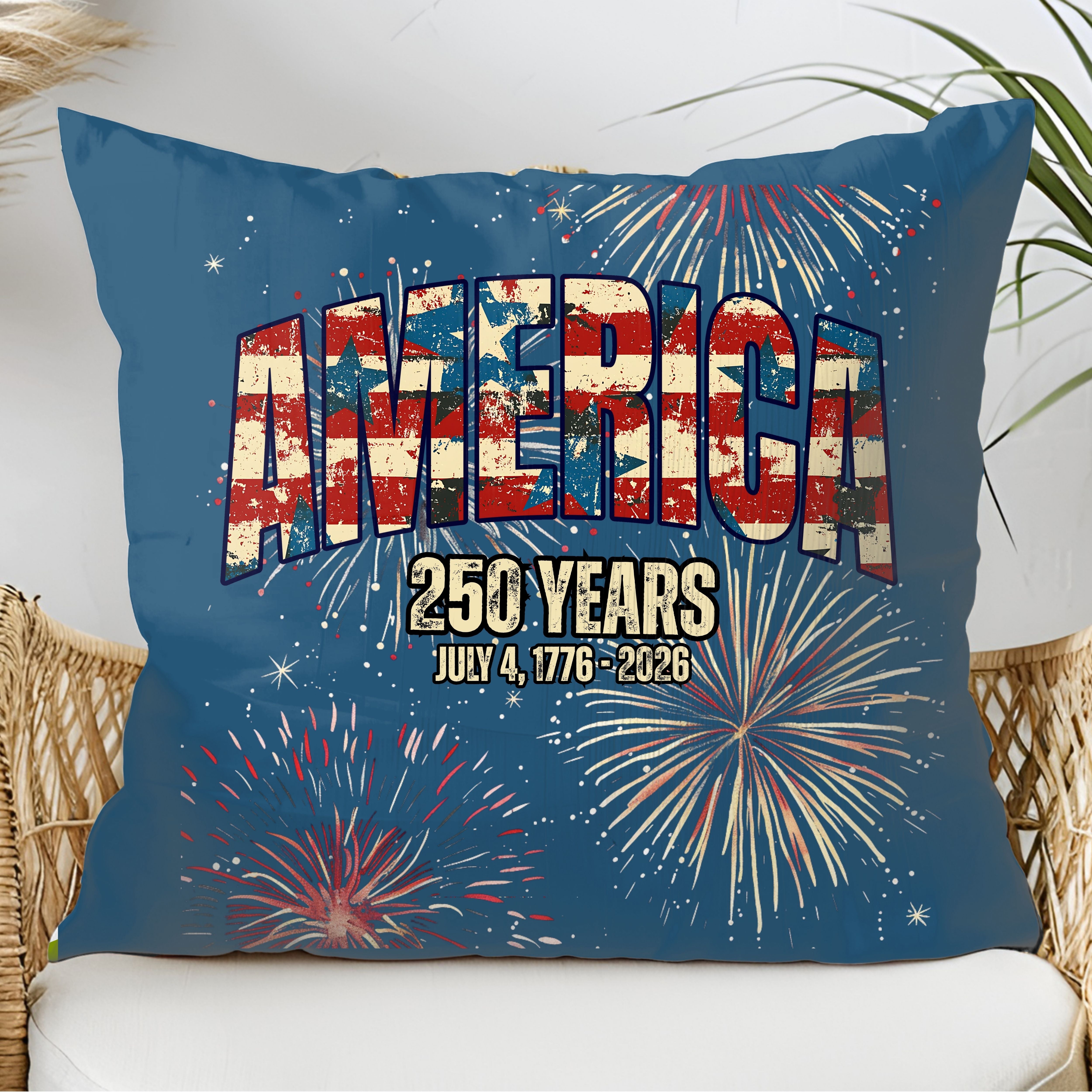 USA 4th of July 250th Anniversary Throw Pillow